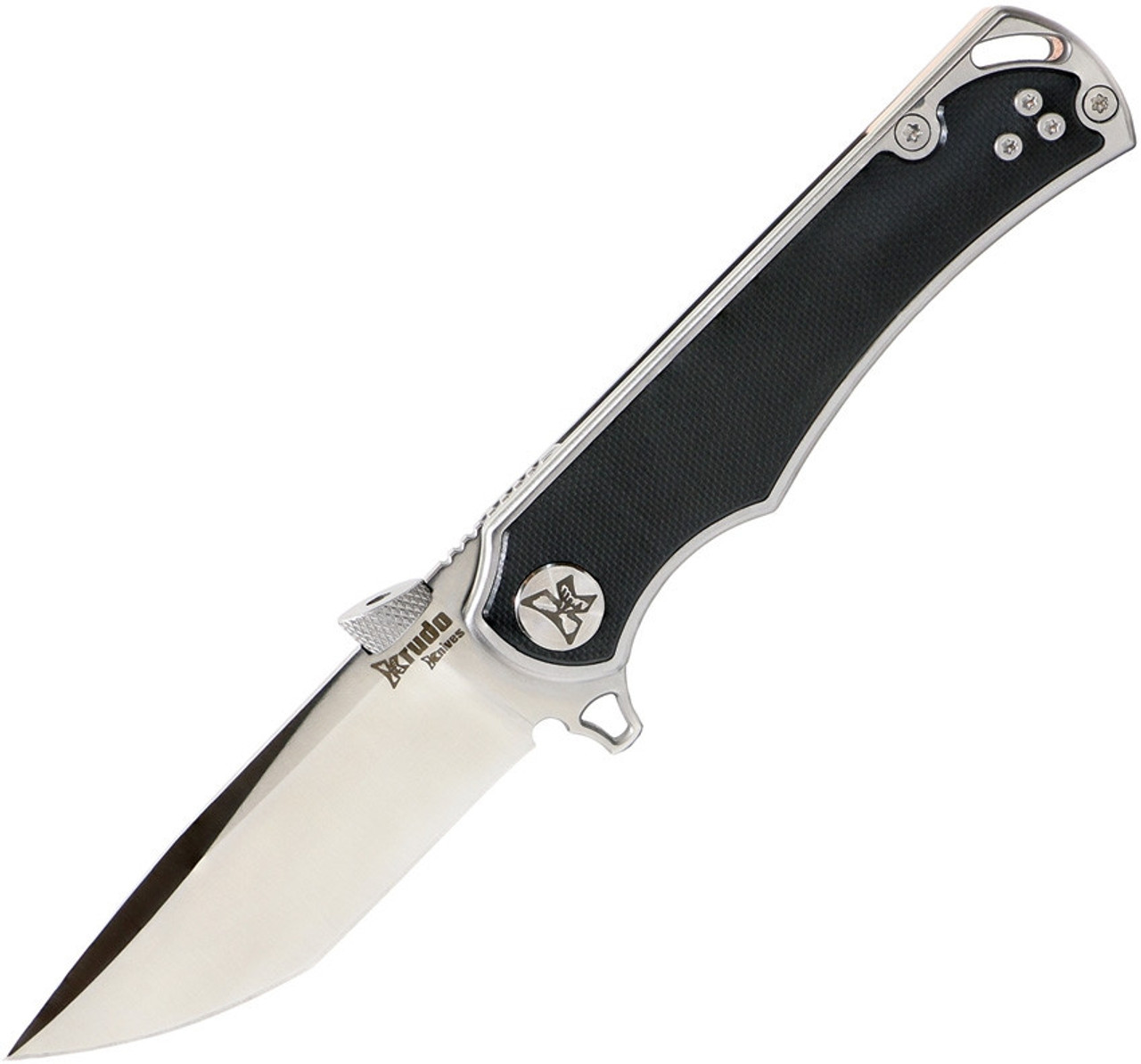 Krudo Knives Karsino 10 - Black G-10 and Ti (3.50" Satin) KSIN889