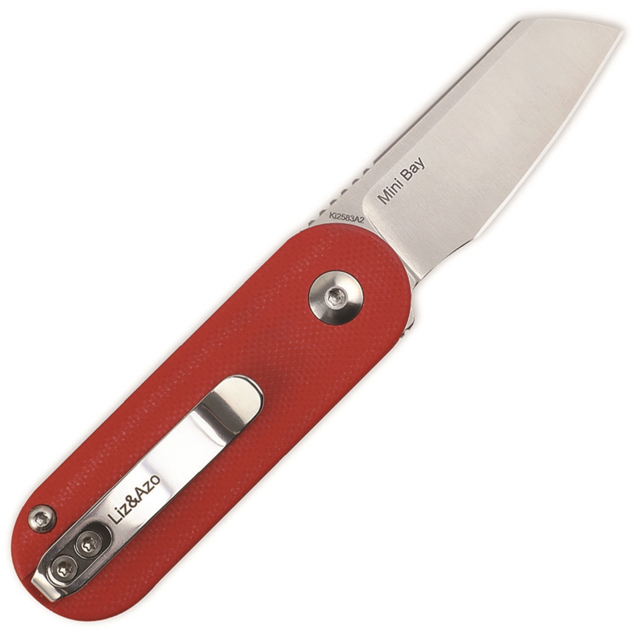 Kizer Cutlery Mini Bay (KI2583A2) 1.88" CPM-S35VN Satin Sheepsfoot Plain Blade, Red White and Black G-10 Handle