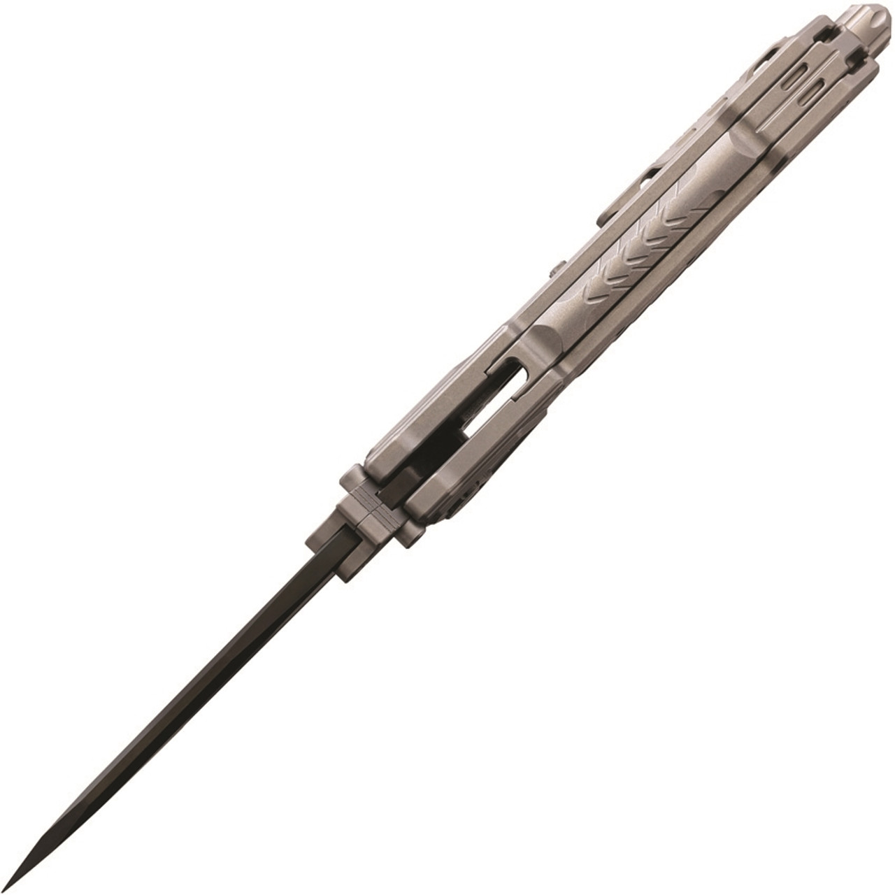 Maxace Knives Mammoth 4.33" Vanadis Black Drop Point Blade, Grey Ti Handles - MM01