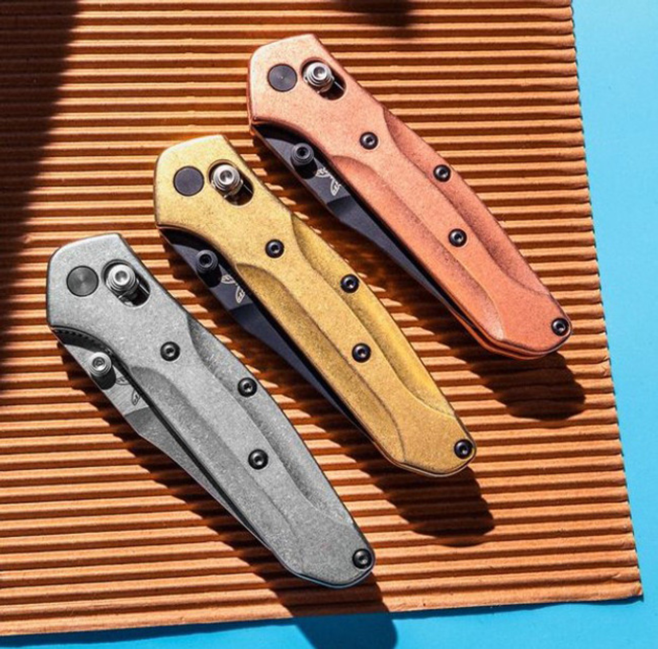 Flytanium Stonewashed Brass Scales - for Benchmade Mini Osborne 945