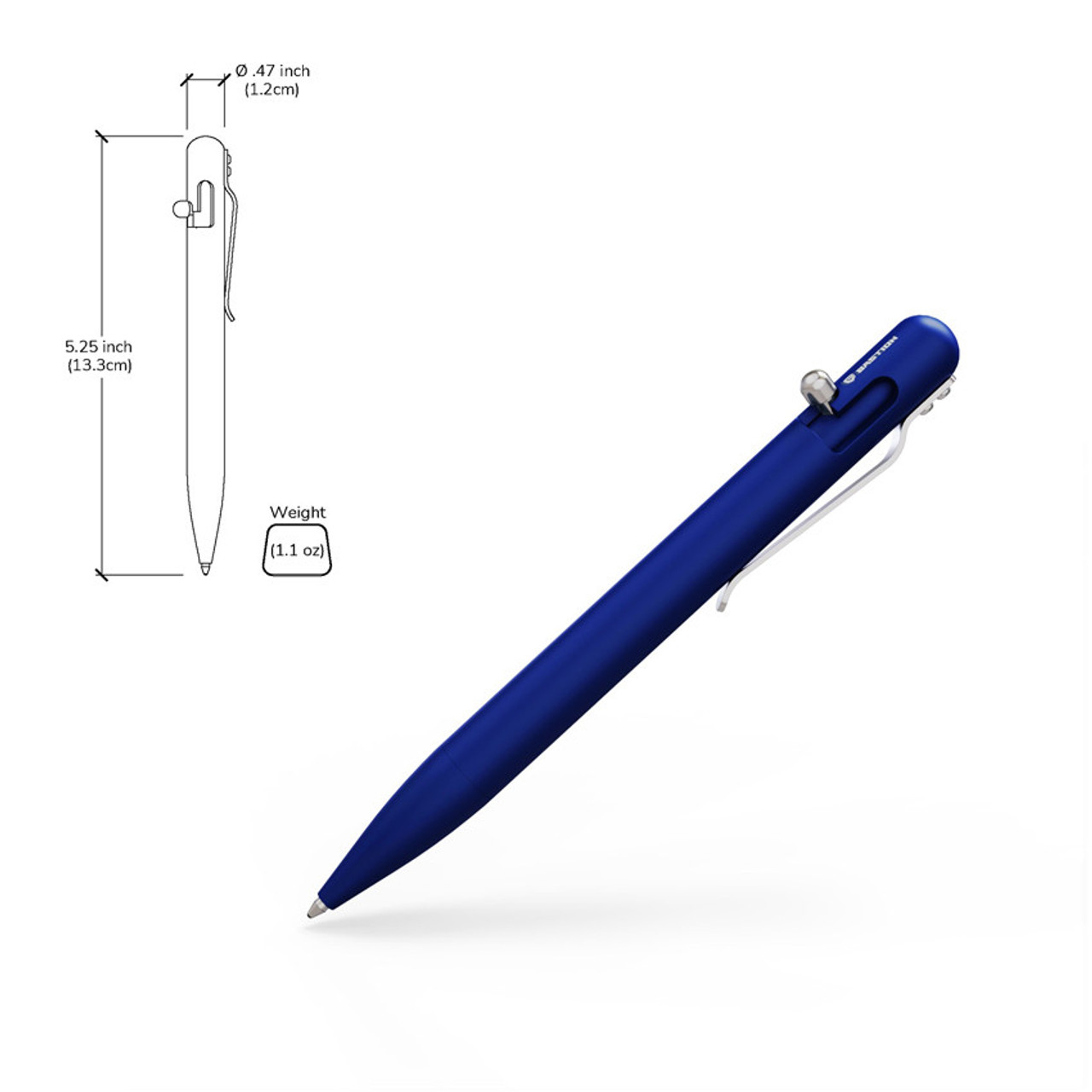 Bastion Bolt Action Pen - Royal Blue (5.25" Aluminum Body) Fine Ballpoint Pen - Black Ink