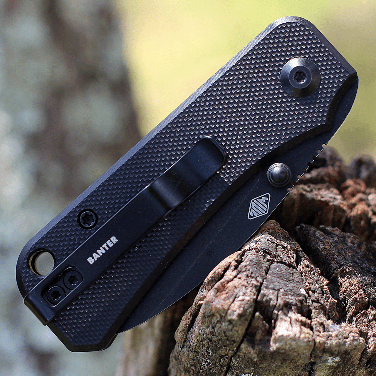 CIVIVI Baby Banter Folding Knife (C19068S-2)- 2.34" Blackwashed Nitro-V Drop Point Blade, Black G-10 Handles