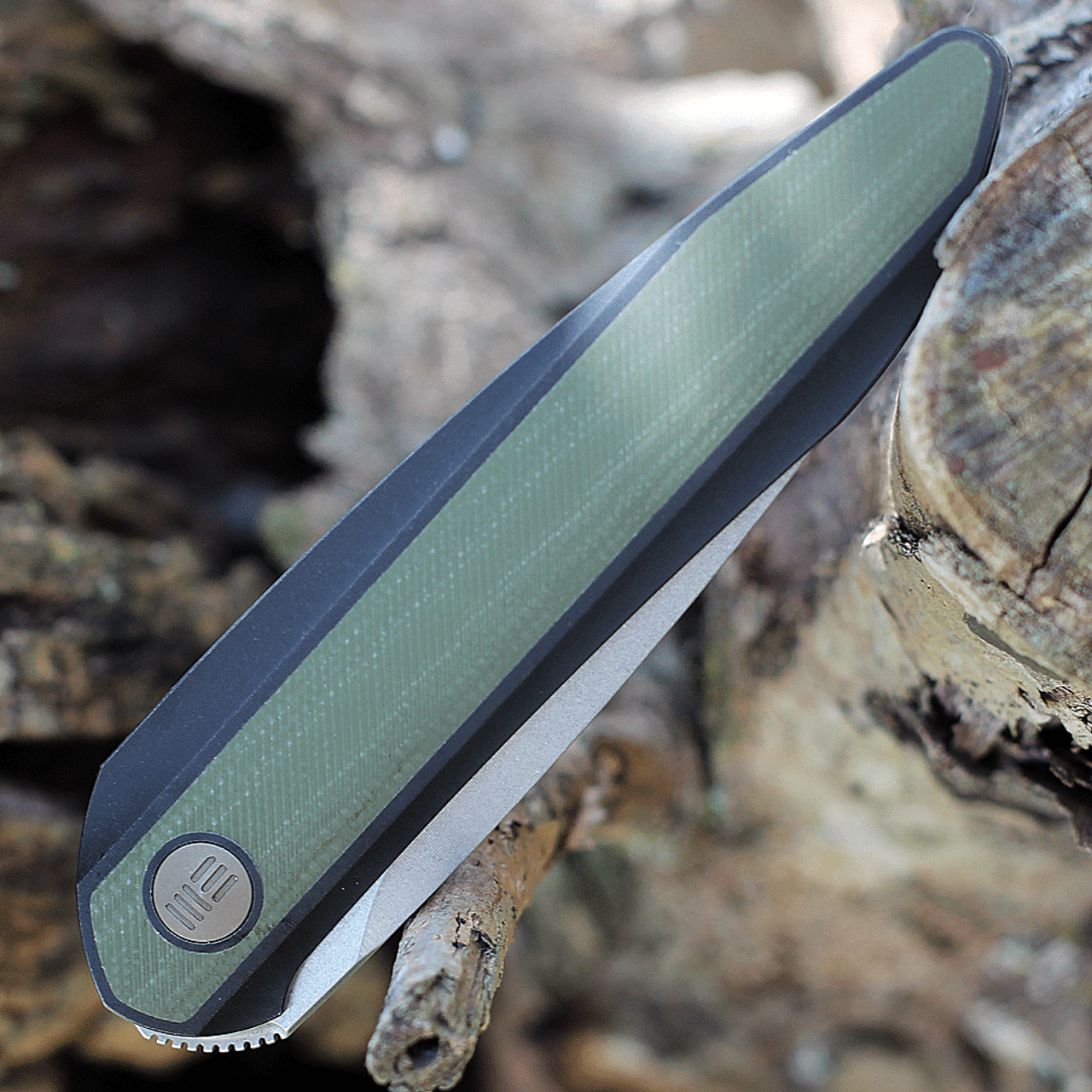 WE Knife Co. Black Void Opus - Black Ti / Green CF (2.84" CPM-20CV SW) 2010V-2 (Pre-Order)