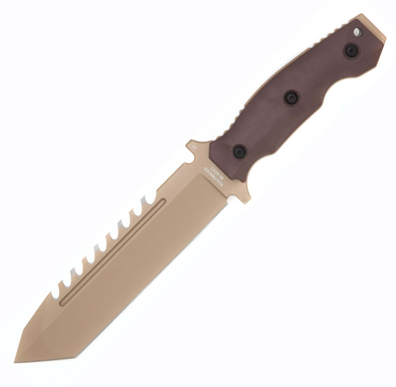Halfbreed Blades Large Survival Knife (LSK-02DE) - 6.89" K110 (D2) Teflon Coated Tanto Blade, Dark Earth G-10 Handle