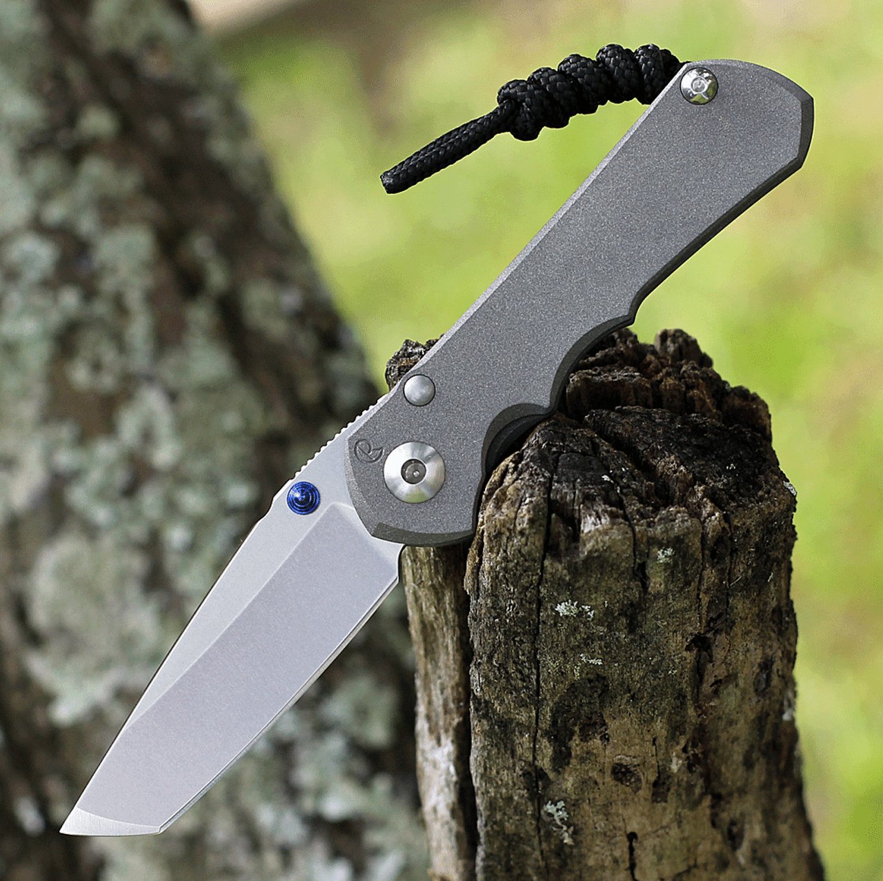 Chris Reeve Knives Small Inkosi Tanto, 2.80" CPM S45VN Stonewashed Plain Edge, Sandblasted Titanium Handle