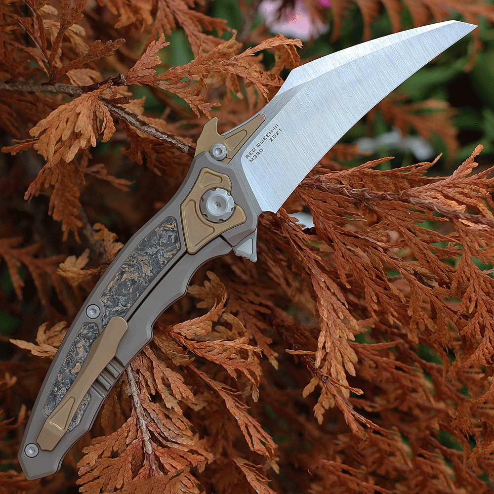 Maxace Red Queen III  Brown Ti / Marble CF (3.8" M390) RQ3