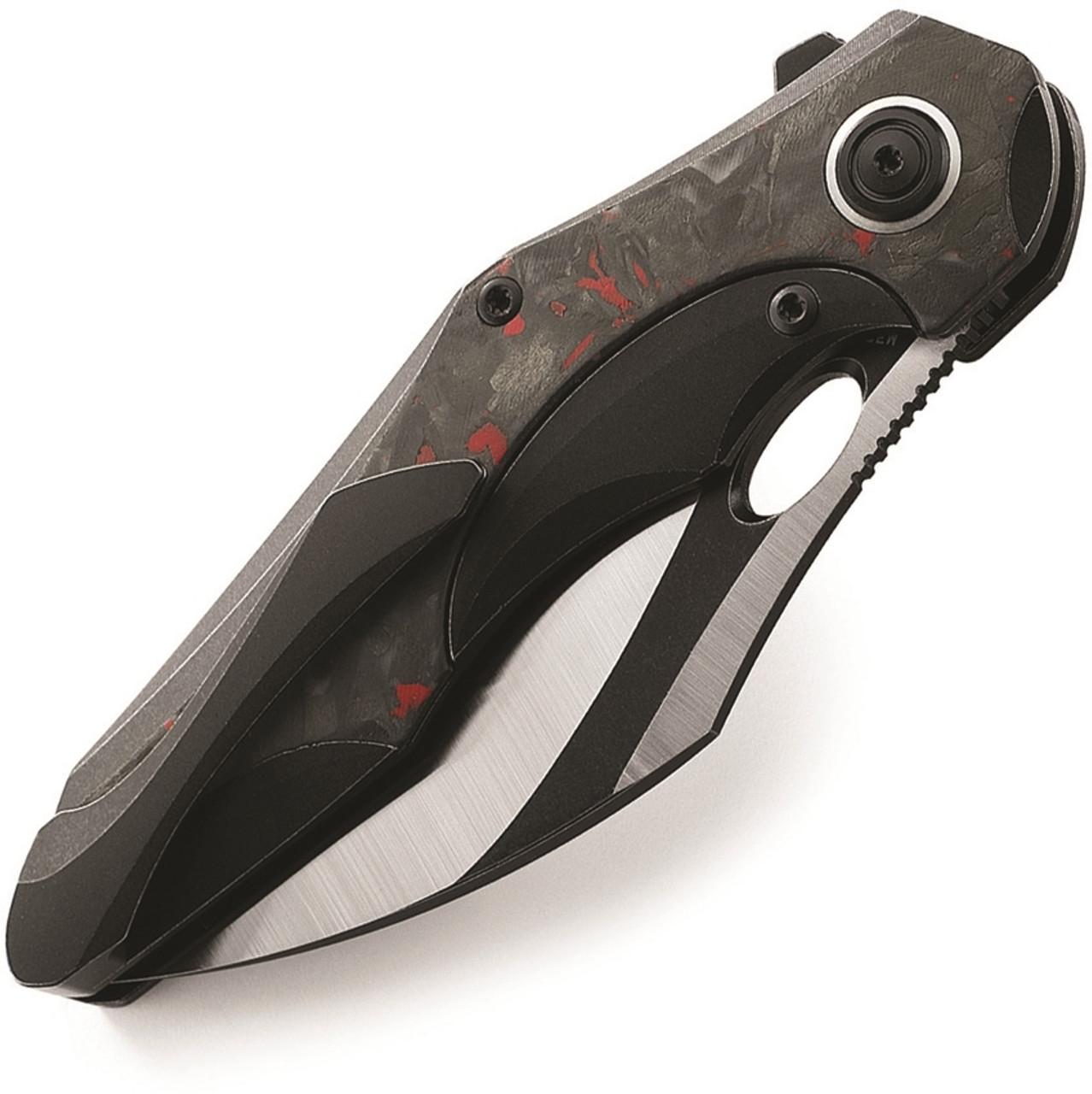 Bestech Knives Nogard Black & Red CF (3.38" M390 Two-Tone) BT2105D