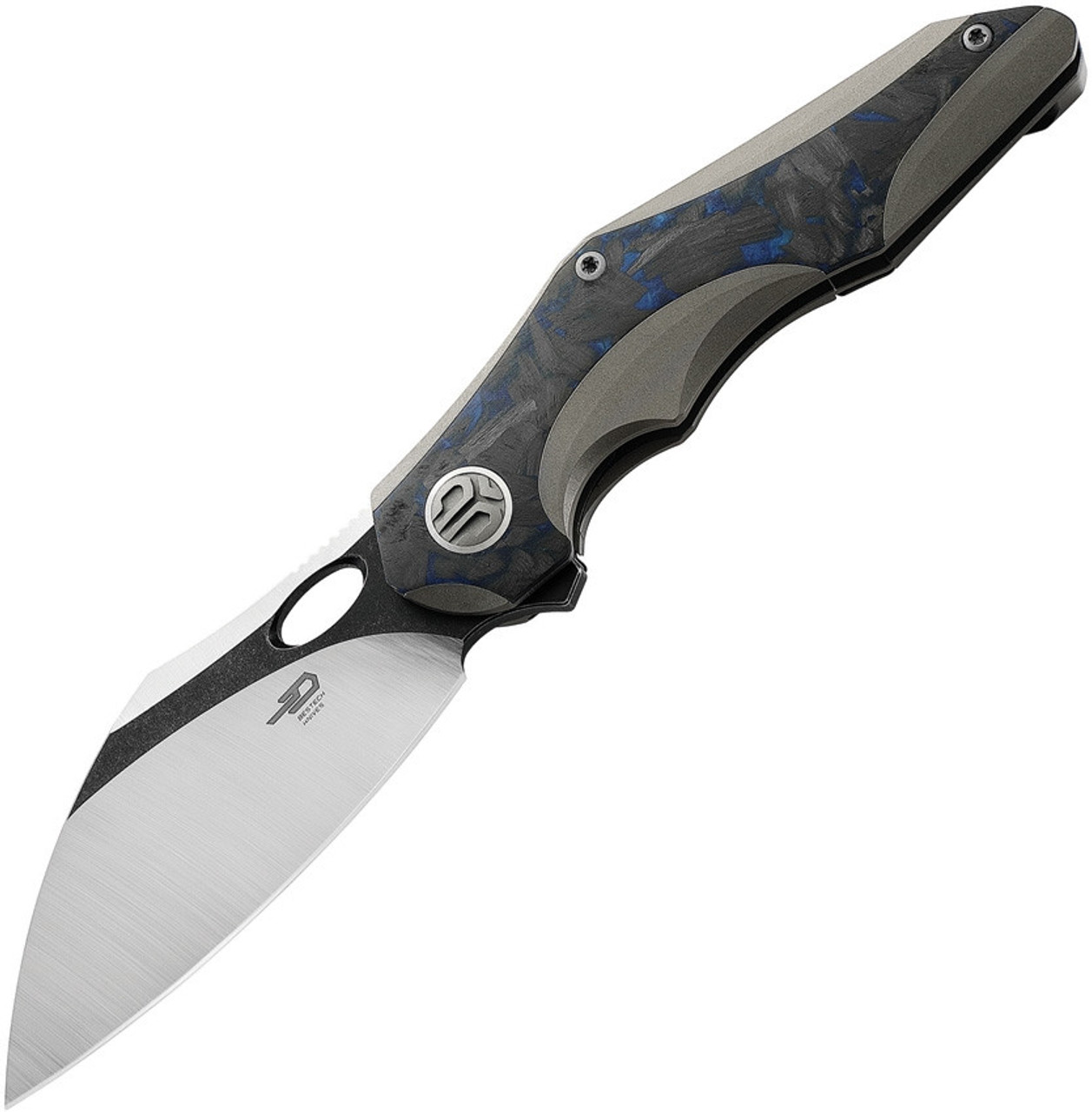 Bestech Knives Nogard Gray & Blue CF (3.38" M390 Two-Tone) BT2105A
