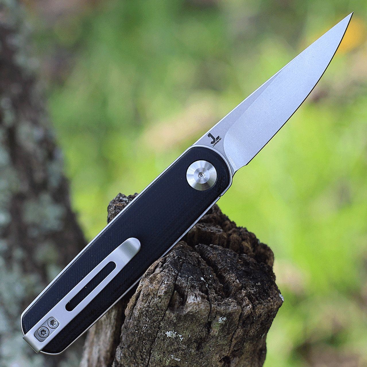 CIVIVI Lumi Folding Knife (C20024-3)- 2.56" Stonewashed 14C28N Drop Point Blade, Black G-10 Handle