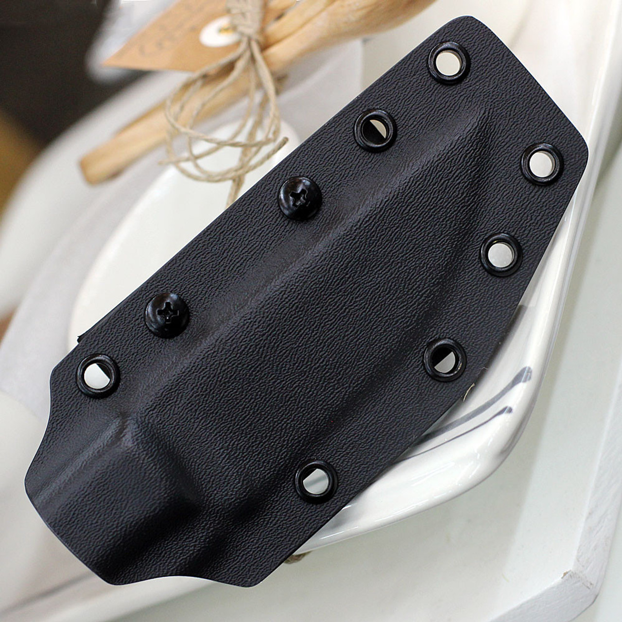 Boker Plus Little Rok (02BO026) 4.09" SK-85 Black Powder Coated Drop Point Plain Blade, Green Micarta Handle, Black Kydex Sheath