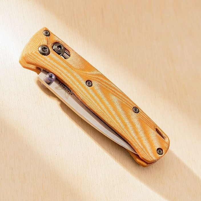 Flytanium Crossfade Natural Linen Micarta Scales - for Benchmade MINI Bugout