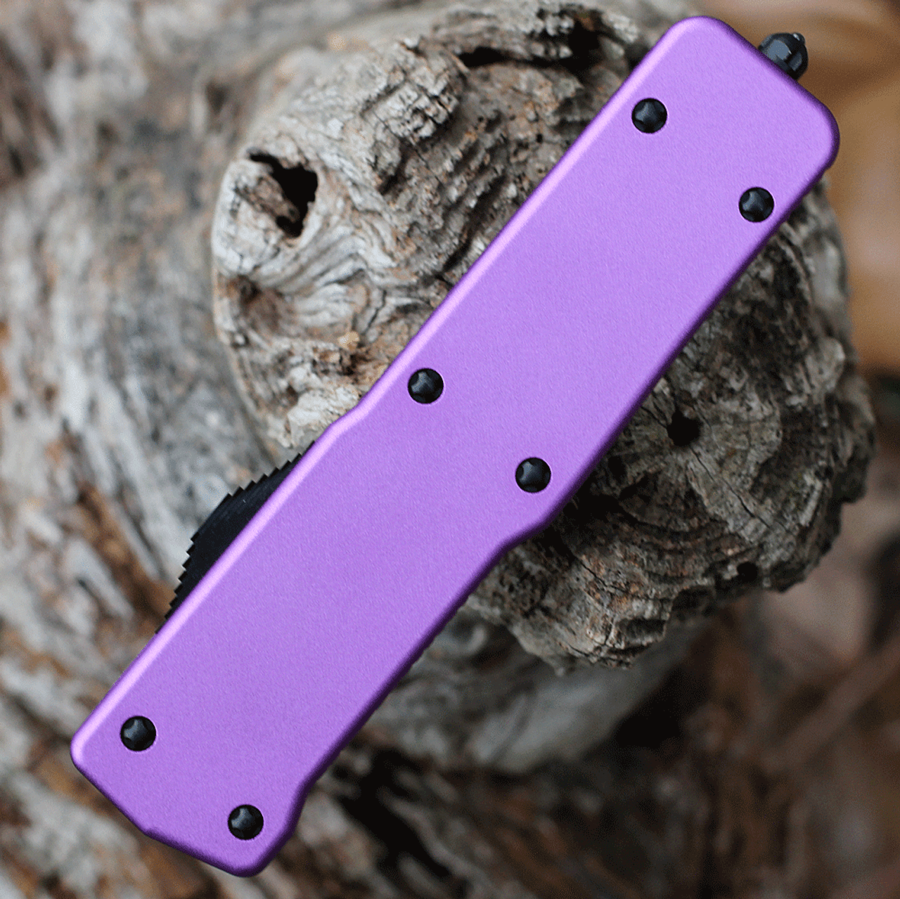 Templar Premium Lightweight Series - Small OTF Automatic (SA-AP-32-1) - 3" Powder D2 Black Stonewashed Drop Point Blade, Purple Aluminum Handle
