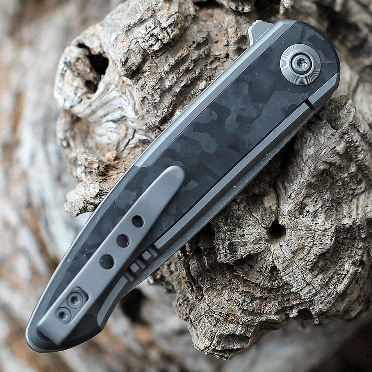 WE Knife Smooth Sentinel - Ti/Marble CF (3" CPM 20CV SW) WE20043-1 | Pre-Order