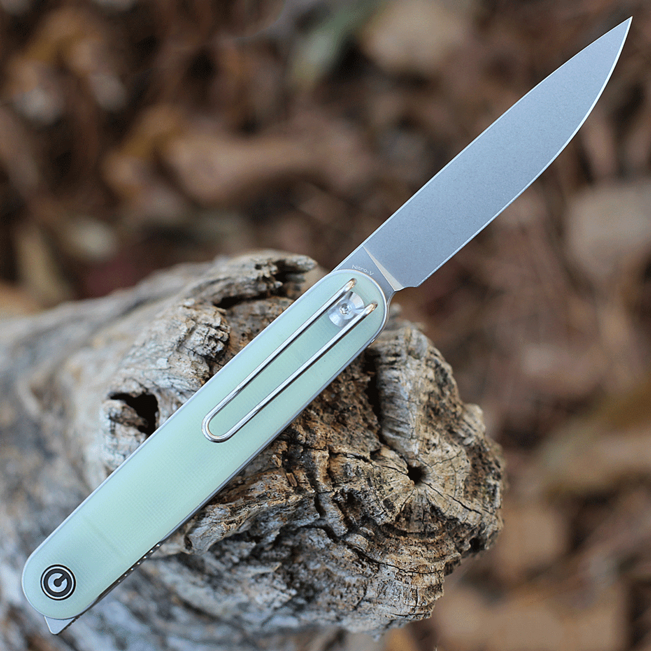 CIVIVI Crit Multi-Tool (C20014F-2)- 3.18" Stonewashed Nitro-V Drop Point Blade, Jade G-10 Handle