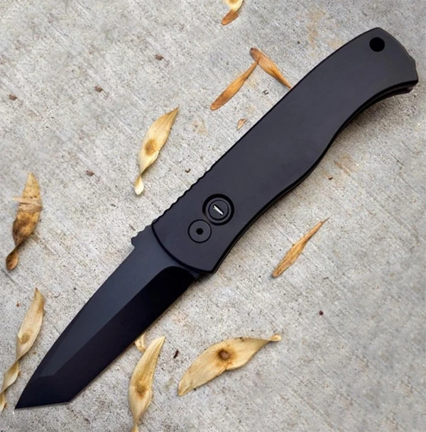 Pro-Tech Emerson CQC-7 Operator Automatic - Blk Alum. (3.25" Sterile Tanto) Tritium Button