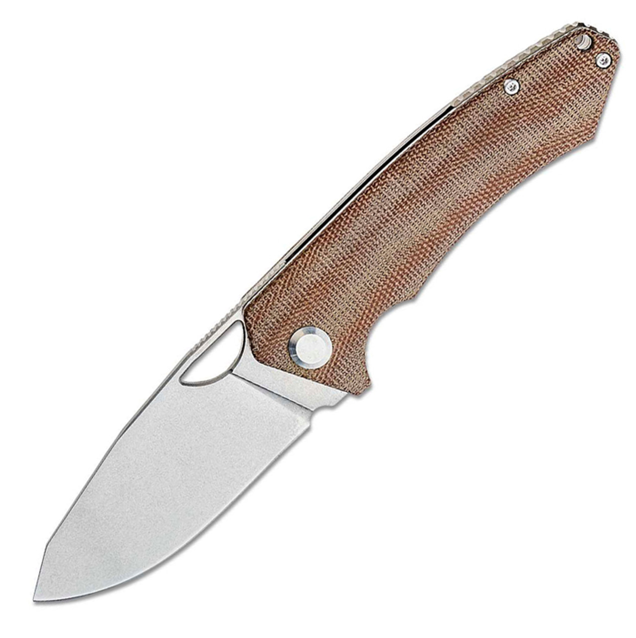 PMP Spartan Front Flipper - Brown Micarta (3.25" N690 SW) SPRTNMBR