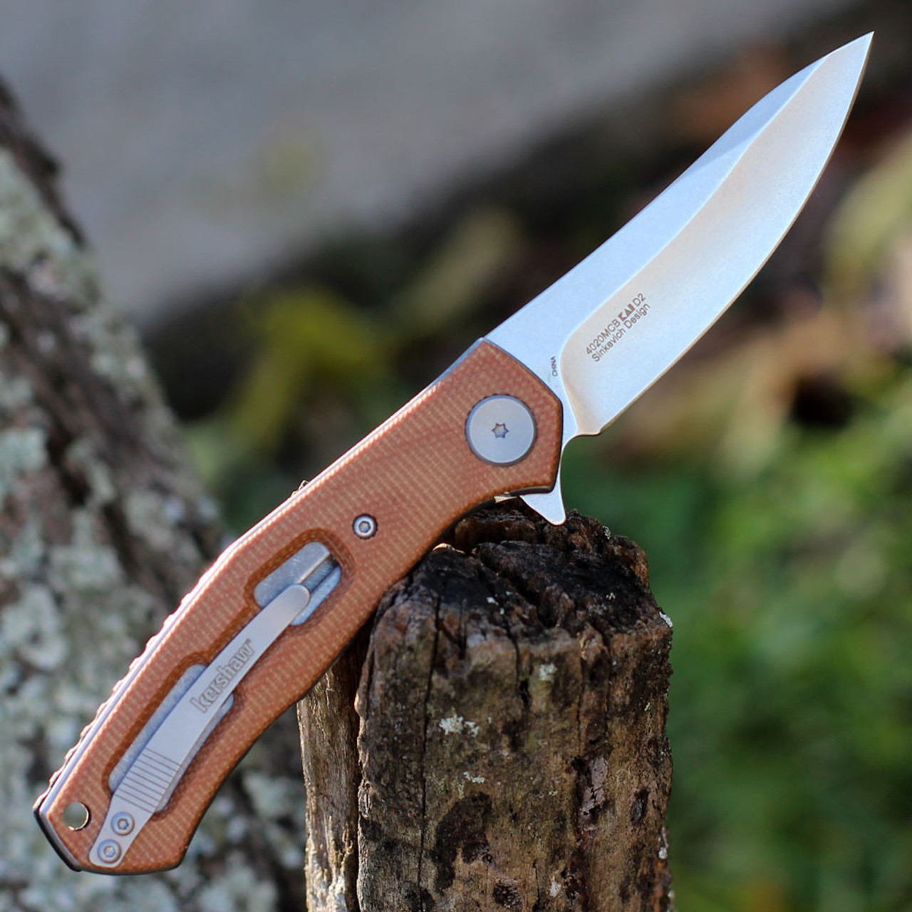 Kershaw Concierge - Brown Canvas Micarta (3.2" D2 Satin) 4020MIB