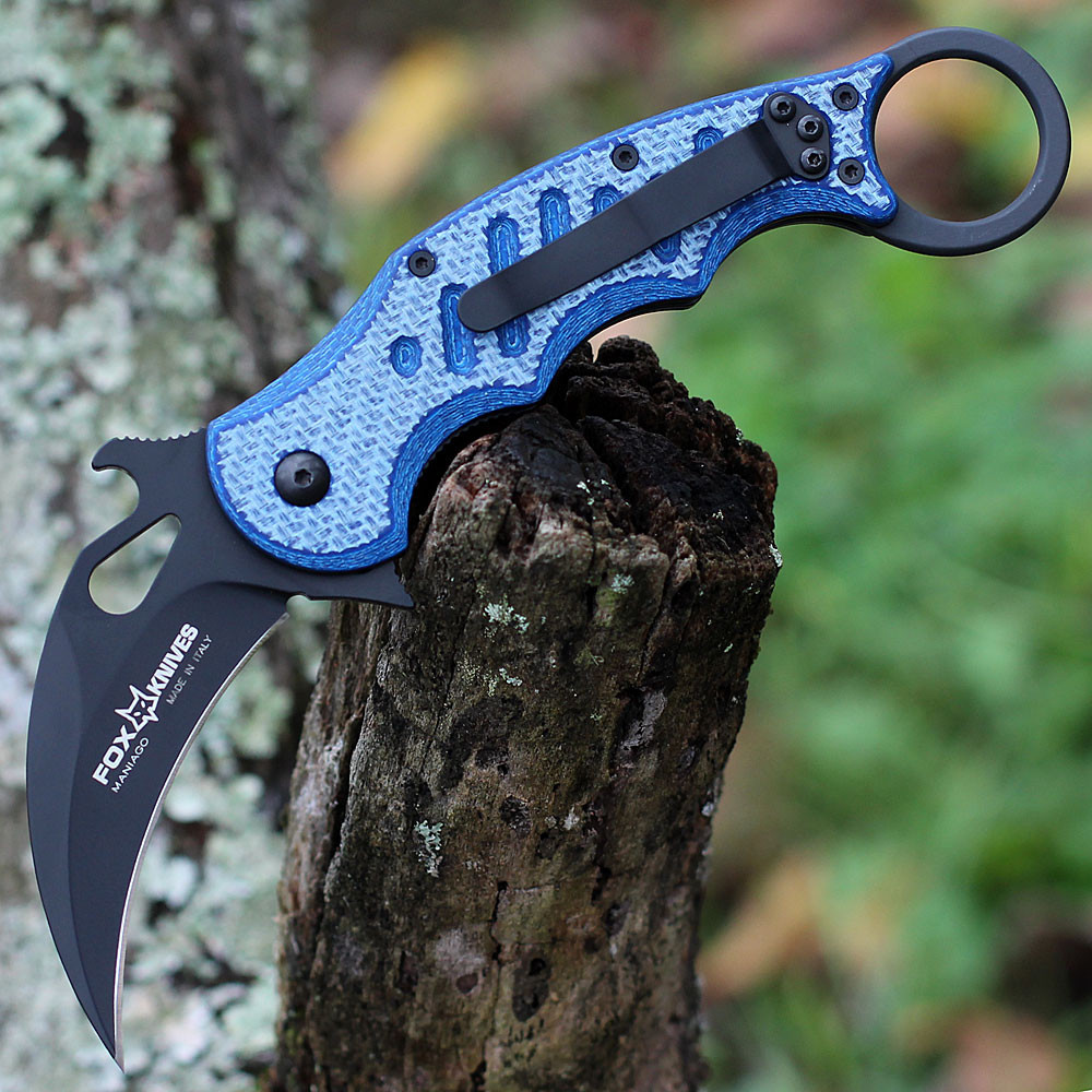 Fox 479 | Blue Twill CF Karambit Blk | Knifeworks