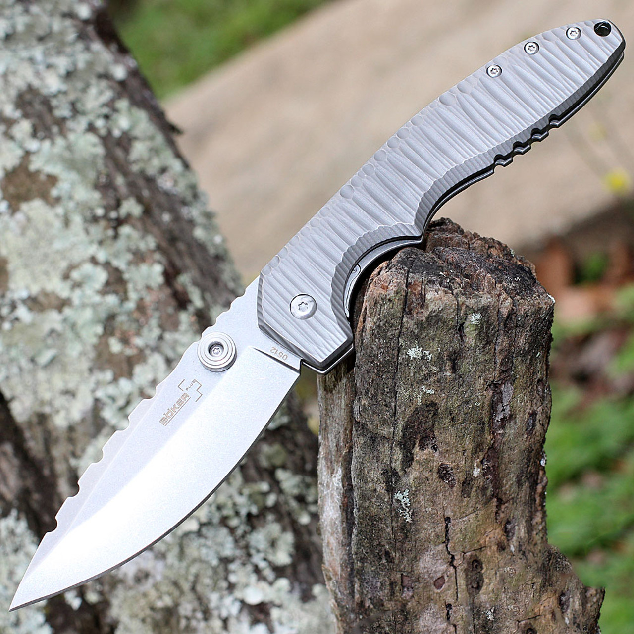 BOKER PLUS「440C鋼」チタンハンドル。手研25度本刃付済 未使用-