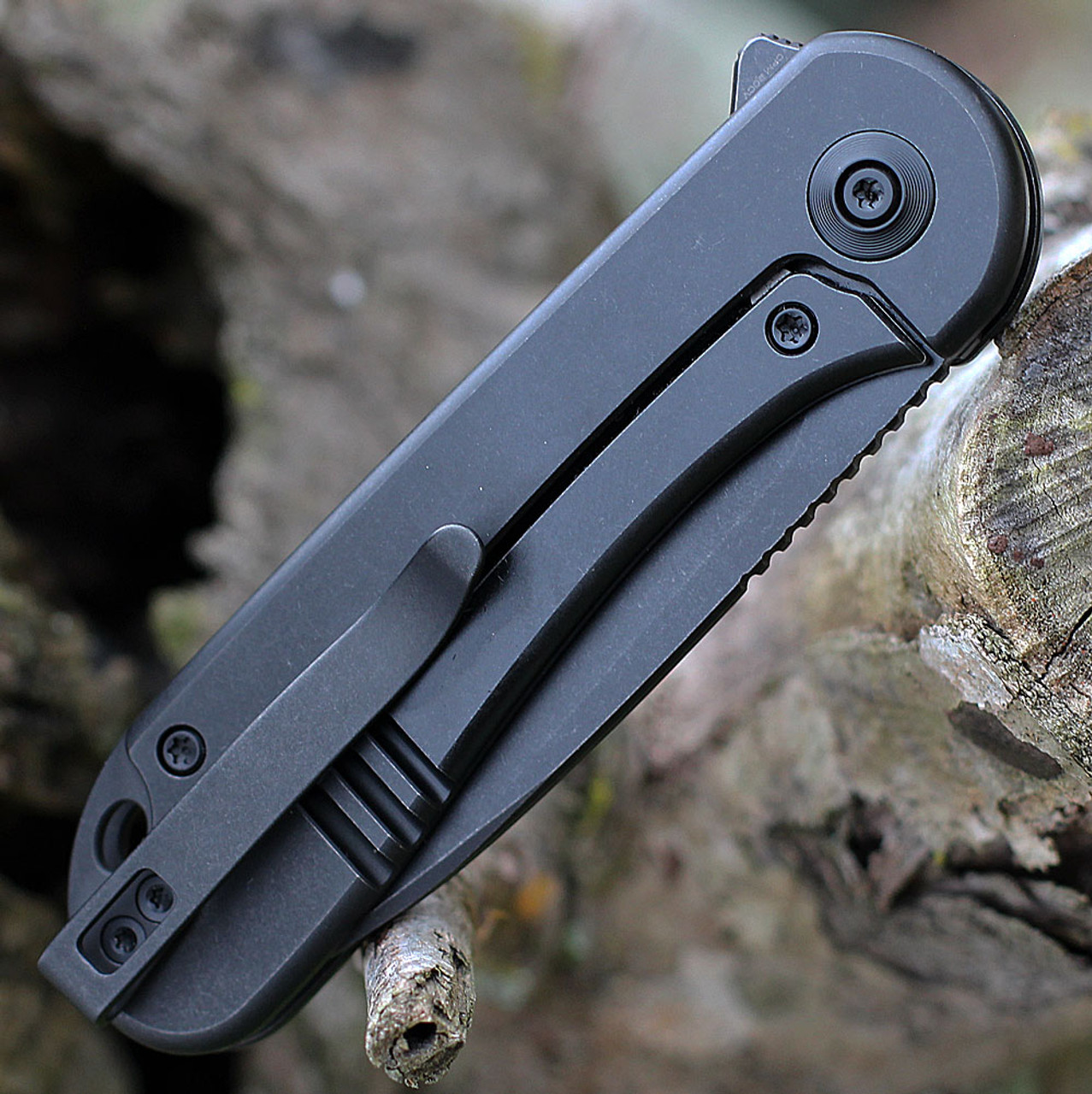 WE Knives Elementum Black Stonewashed 20CV Titanium Frame Lock Flipper  Folding Knife For Sale