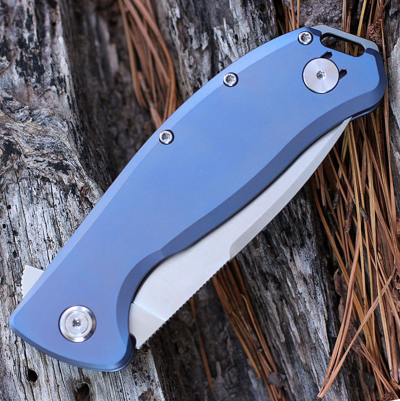 PMP Knives Big Boy Flipper  - Blue Ti (3.65" 14C28N Satin) PMP023