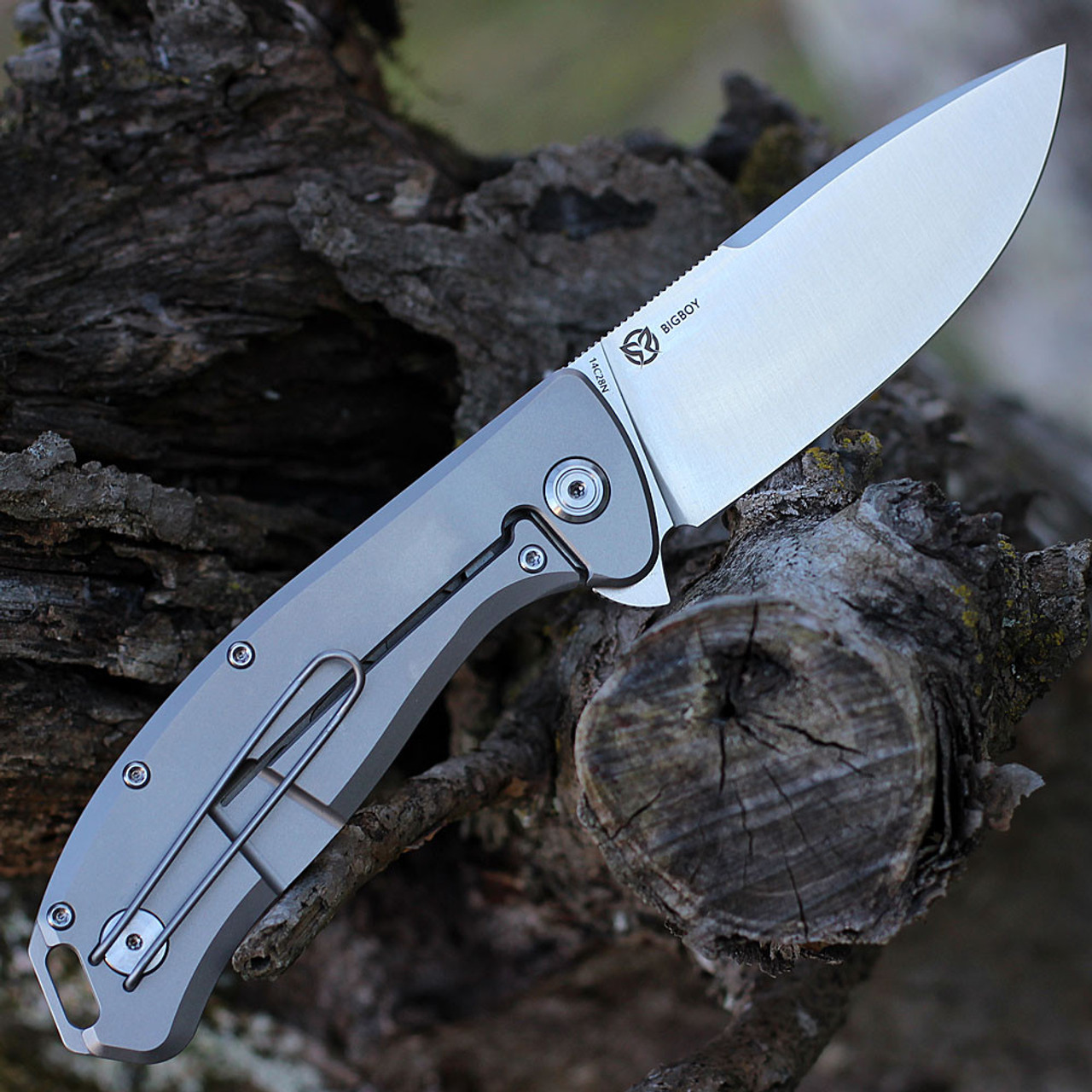 PMP Knives Big Boy Flipper  - Gray Ti (3.65" 14C28N Satin) PMP022