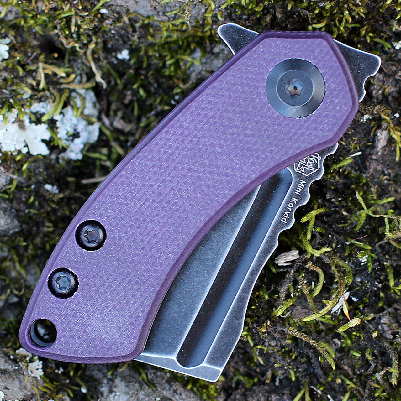 Kansept Mini Korvid - Purple G-10 (1.5" 154CM Blk SW Cleaver) T3030A3