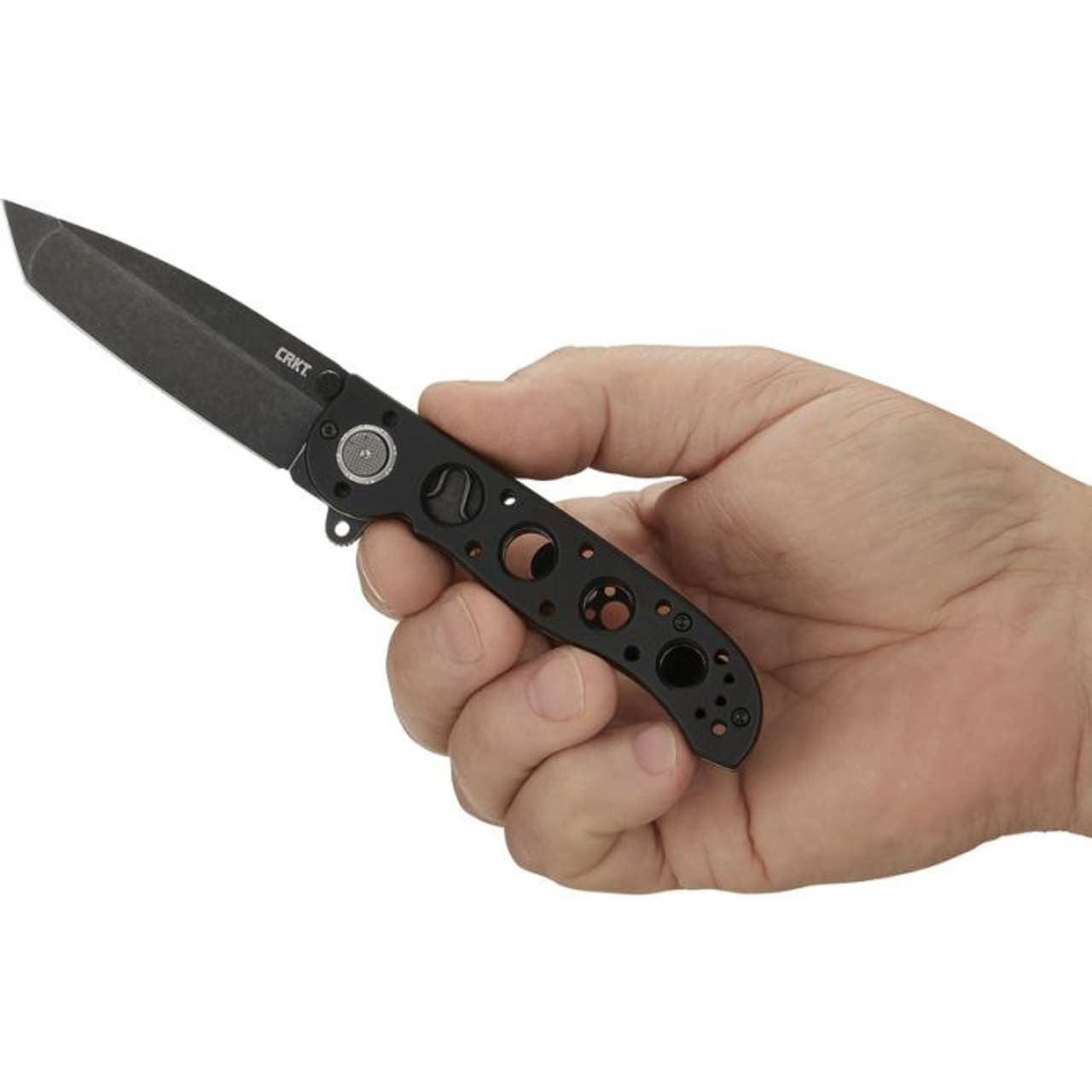 CRKT M16 (CR02DB) 3.12" Black Stonewashed D2 Tanto Plain Blade, Black Aluminum Handle