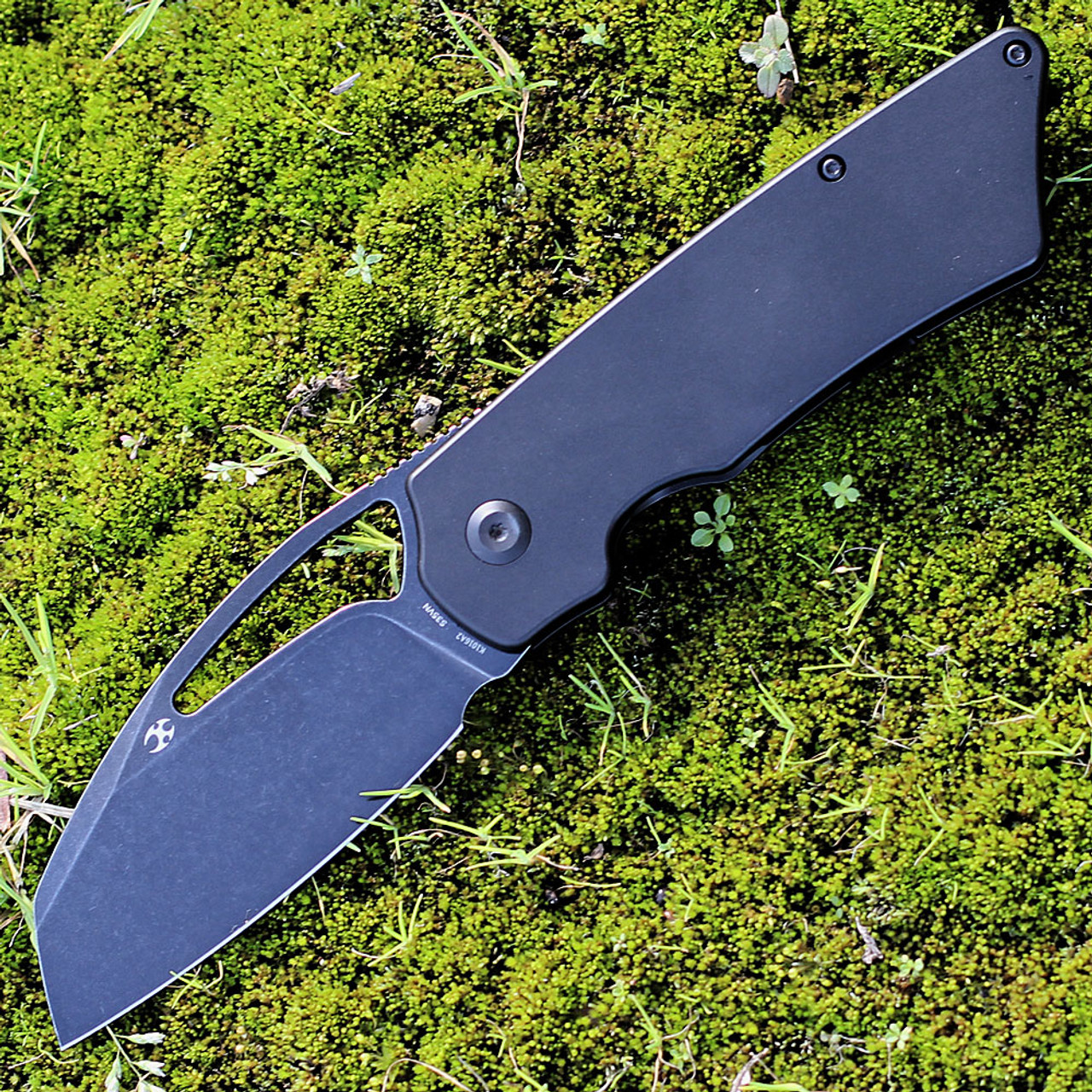 Kansept Goblin XL (K1016A2) - 3.50" CPM-S35VN Black TiCn Stonewashed Tanto Plain Blade, Black Anodized Titanium Handle