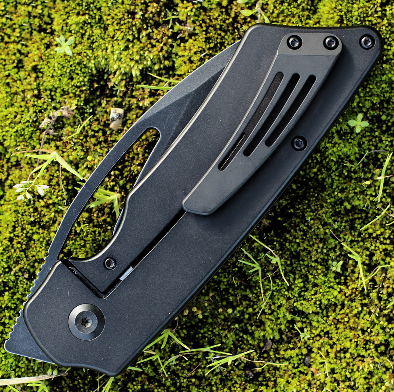 Kansept Goblin XL (K1016A2) - 3.50" CPM-S35VN Black TiCn Stonewashed Tanto Plain Blade, Black Anodized Titanium Handle