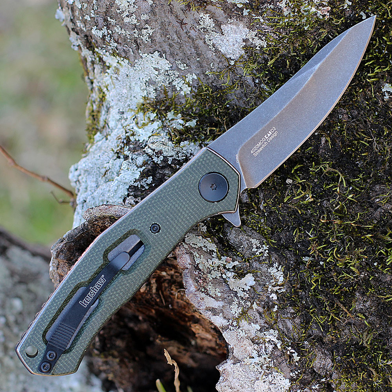 Kershaw Concierge - Green Canvas Micarta (3.2" D2 Blk SW) 4020MIG