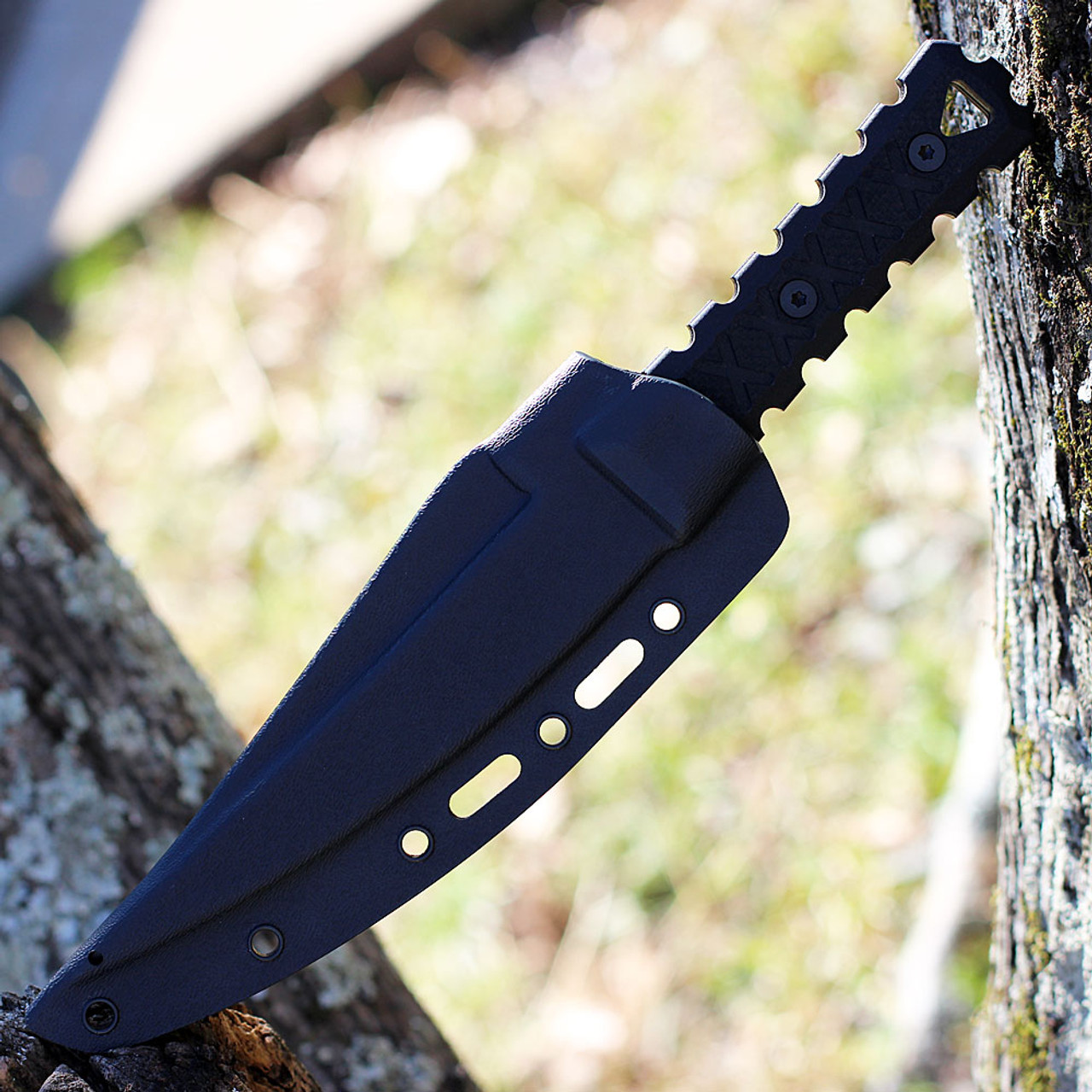 CRKT HZ6 (CR2927) 6.5" SK-5 Black Powder Coated Trailing Point Plain Blade, Black G-10 Handle, Black Boltaron Belt Sheath