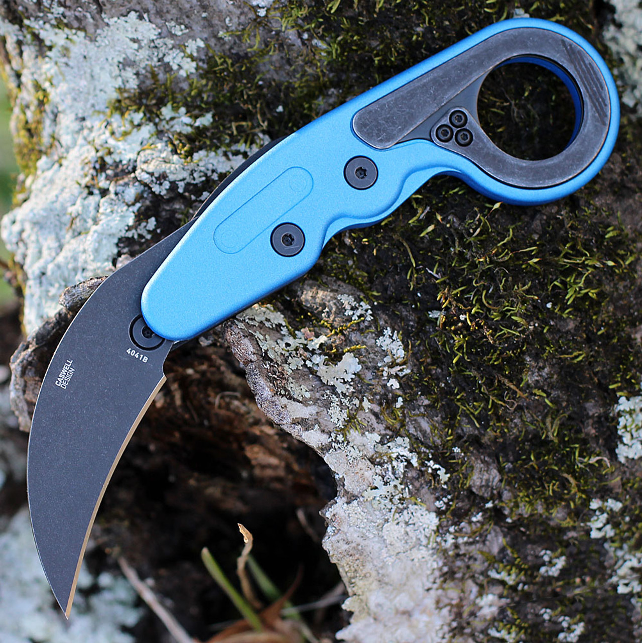 CRKT Provoke Kinematic (CR4041B) 2.47" 1.4116 Blackwashed Karambit Plain Blade, Blue Grivory Handle