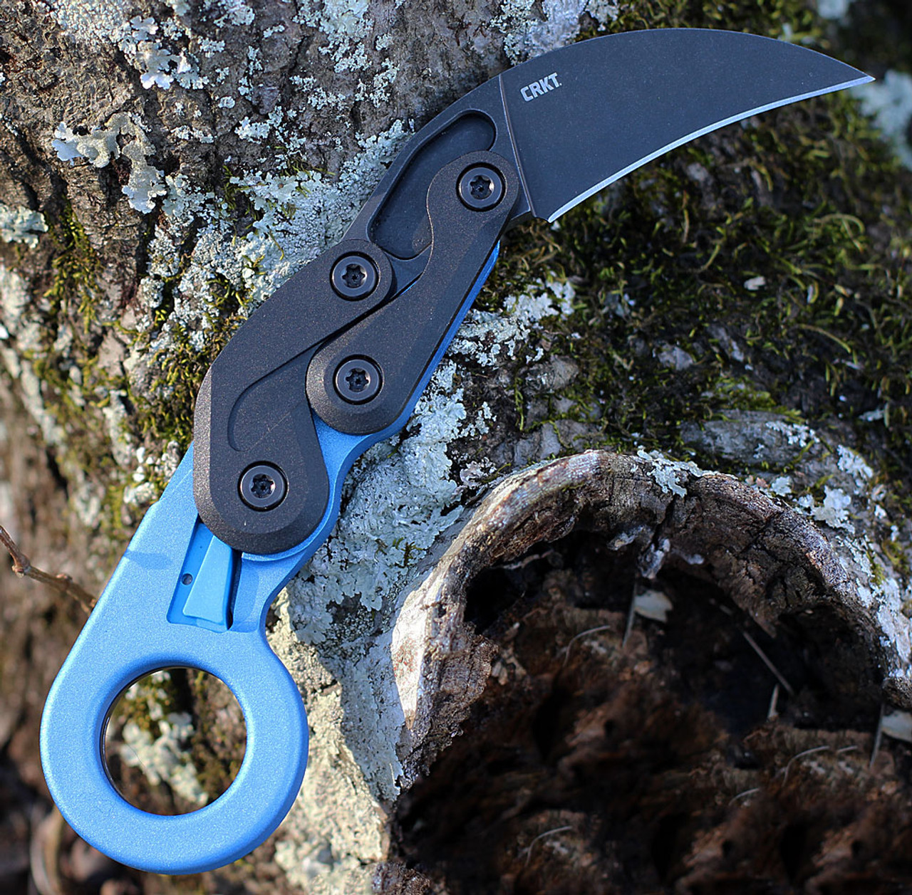 CRKT Provoke Kinematic (CR4041B) 2.47" 1.4116 Blackwashed Karambit Plain Blade, Blue Grivory Handle