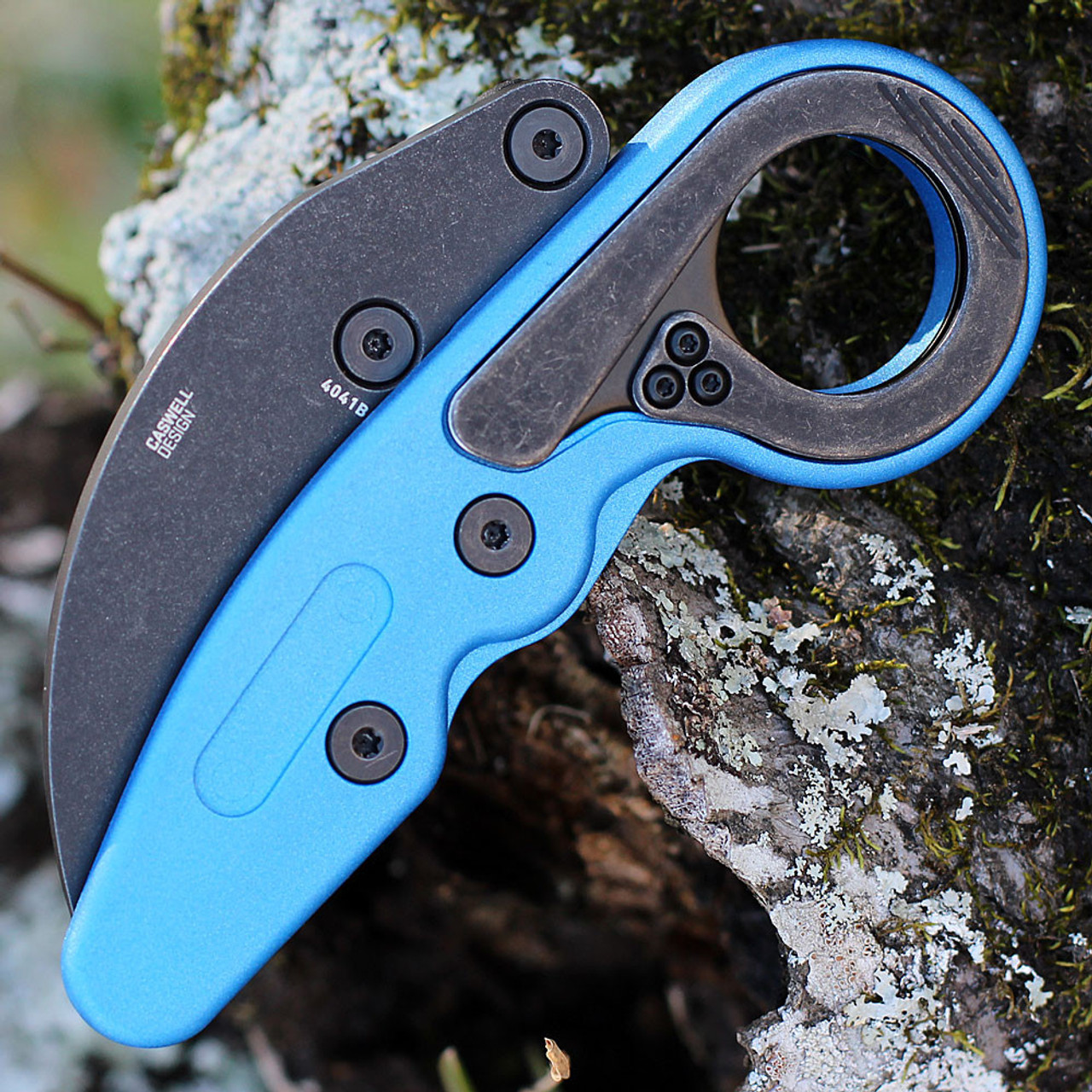 CRKT Provoke Kinematic (CR4041B) 2.47" 1.4116 Blackwashed Karambit Plain Blade, Blue Grivory Handle