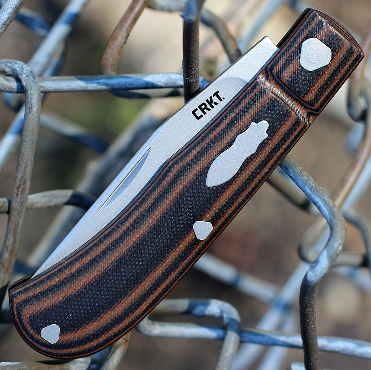 CRKT Venandi (CR7100) 3.12" 8Cr13MoV Bead Blasted Clip Point Plain Blade, Black and Brown G-10 Handle