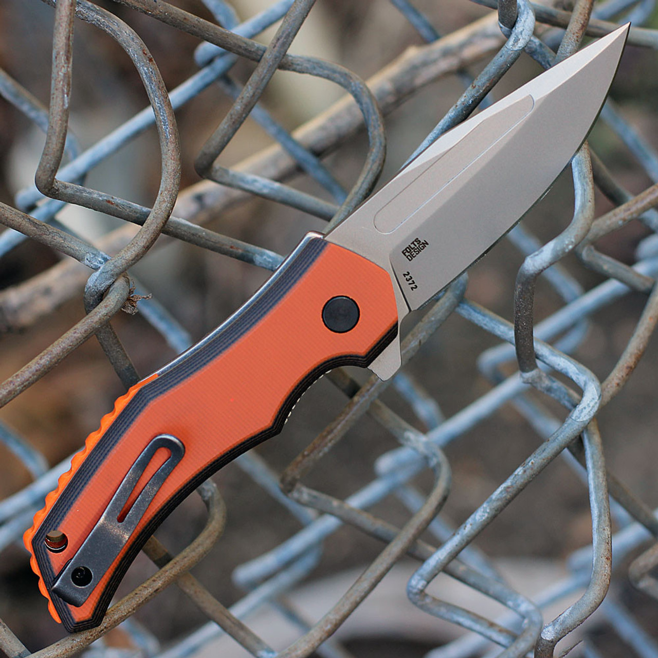 CRKT Fawkes A/O (CR2372) 2.74" 1.4116 Bead Blasted Drop Point Plain Blade, Orange and Black G-10 Handle