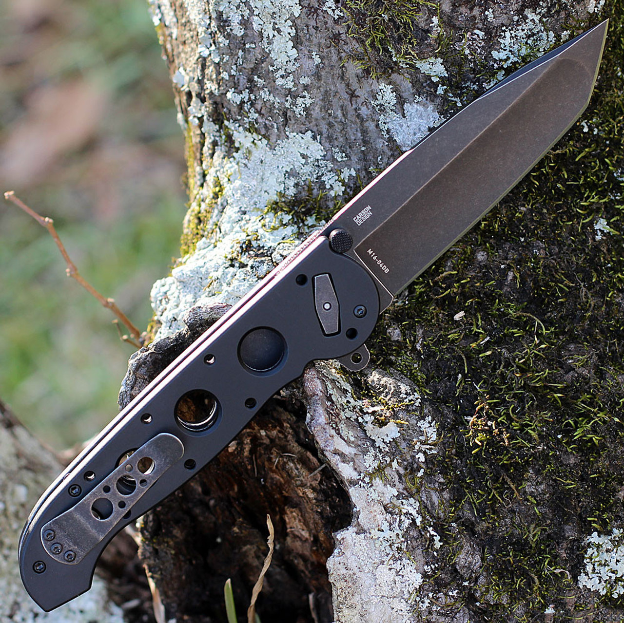 CRKT Carson M16 Deadbolt A/O (CR04DB) 3.89" D2 Blackwashed Tanto Plain Blade, Black Aluminum Handle