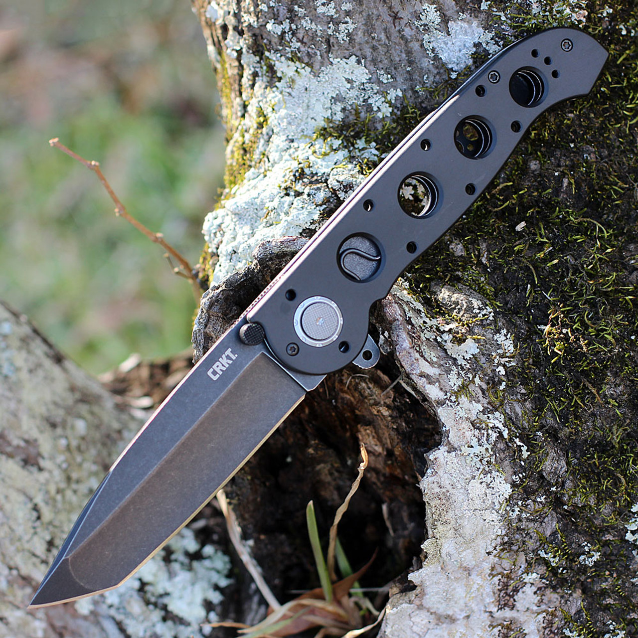 CRKT Carson M16 Deadbolt A/O (CR04DB) 3.89" D2 Blackwashed Tanto Plain Blade, Black Aluminum Handle