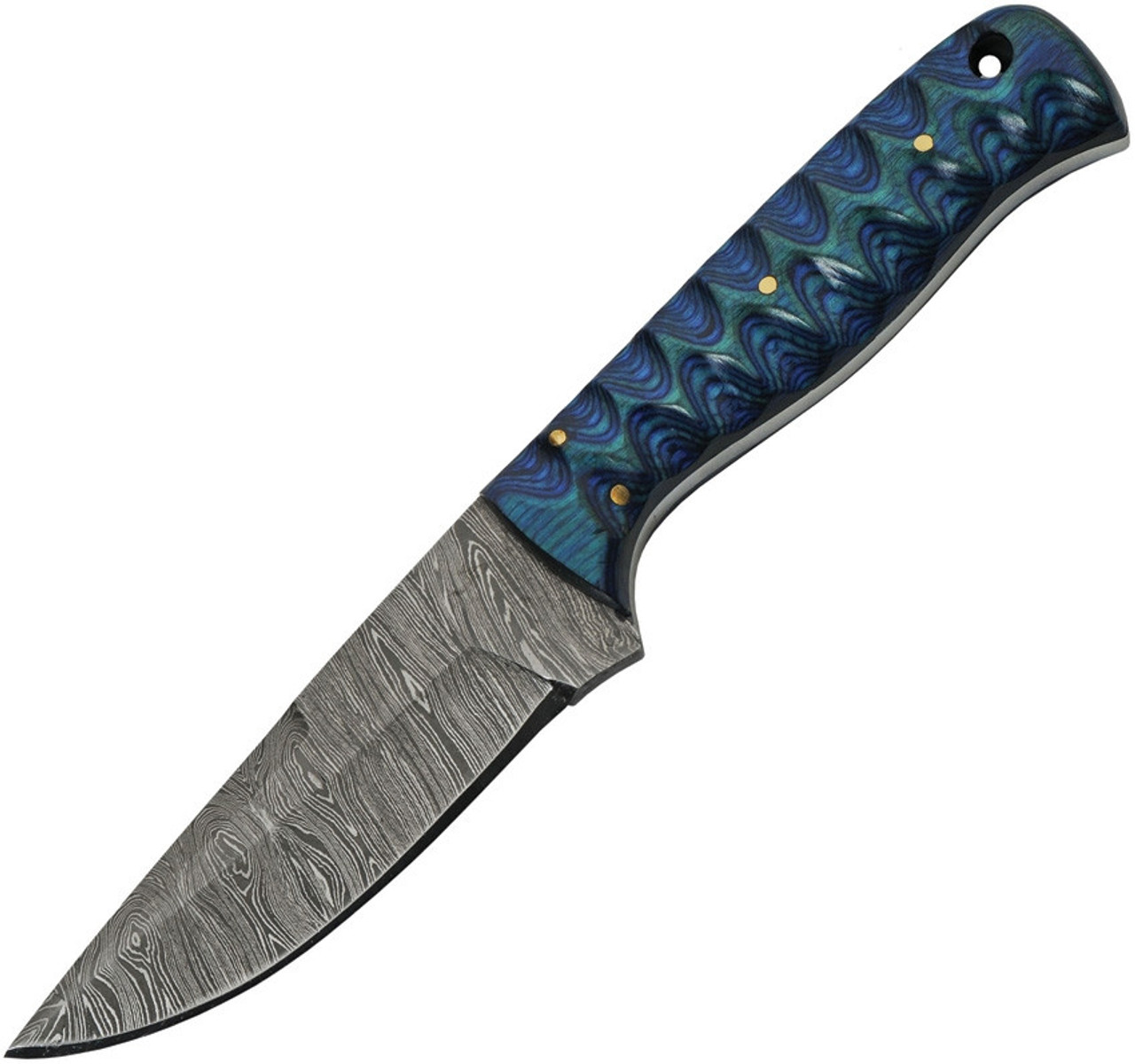 Damascus Blades Exotic Hunter - Blue Wood (4" Damascus) 1290