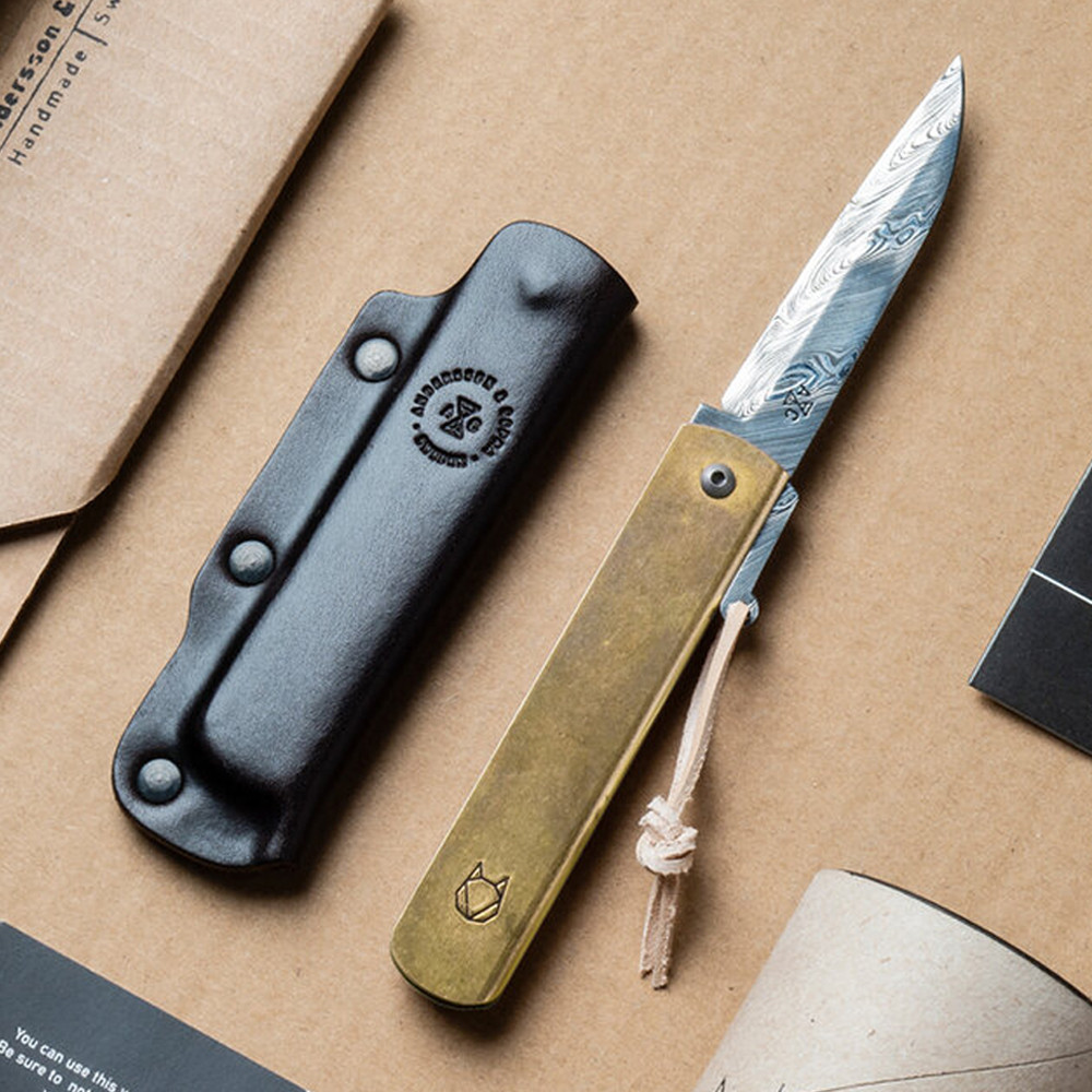 Andersson & Copra | Urban Husky Damasteel & Brass | Knifeworks