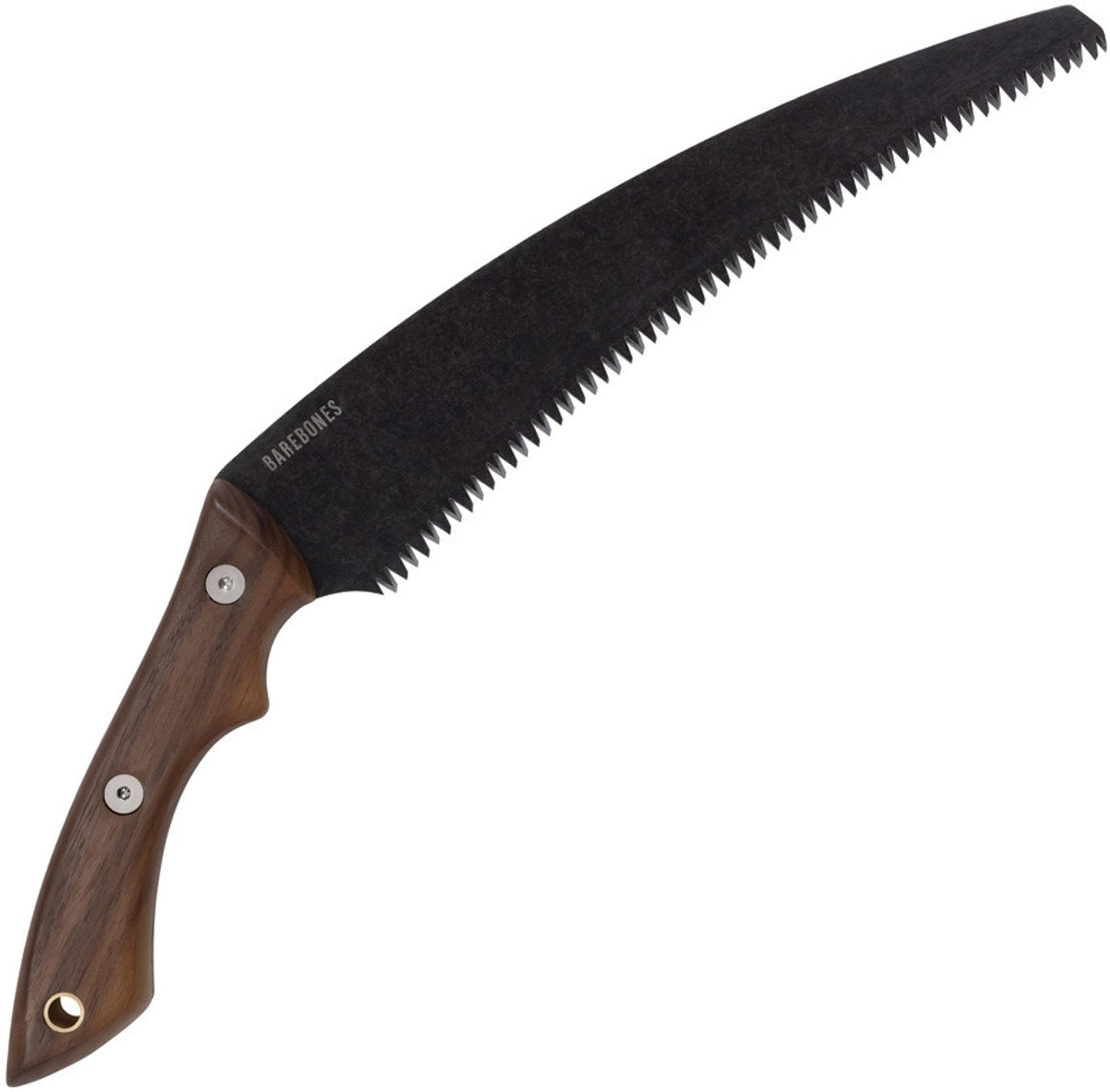 Barebones Living Timber Saw (BARE074) 10" SK5 Black Curved Saw Blade, Brown Walnut Handle W/ Gray Polyester Sheath