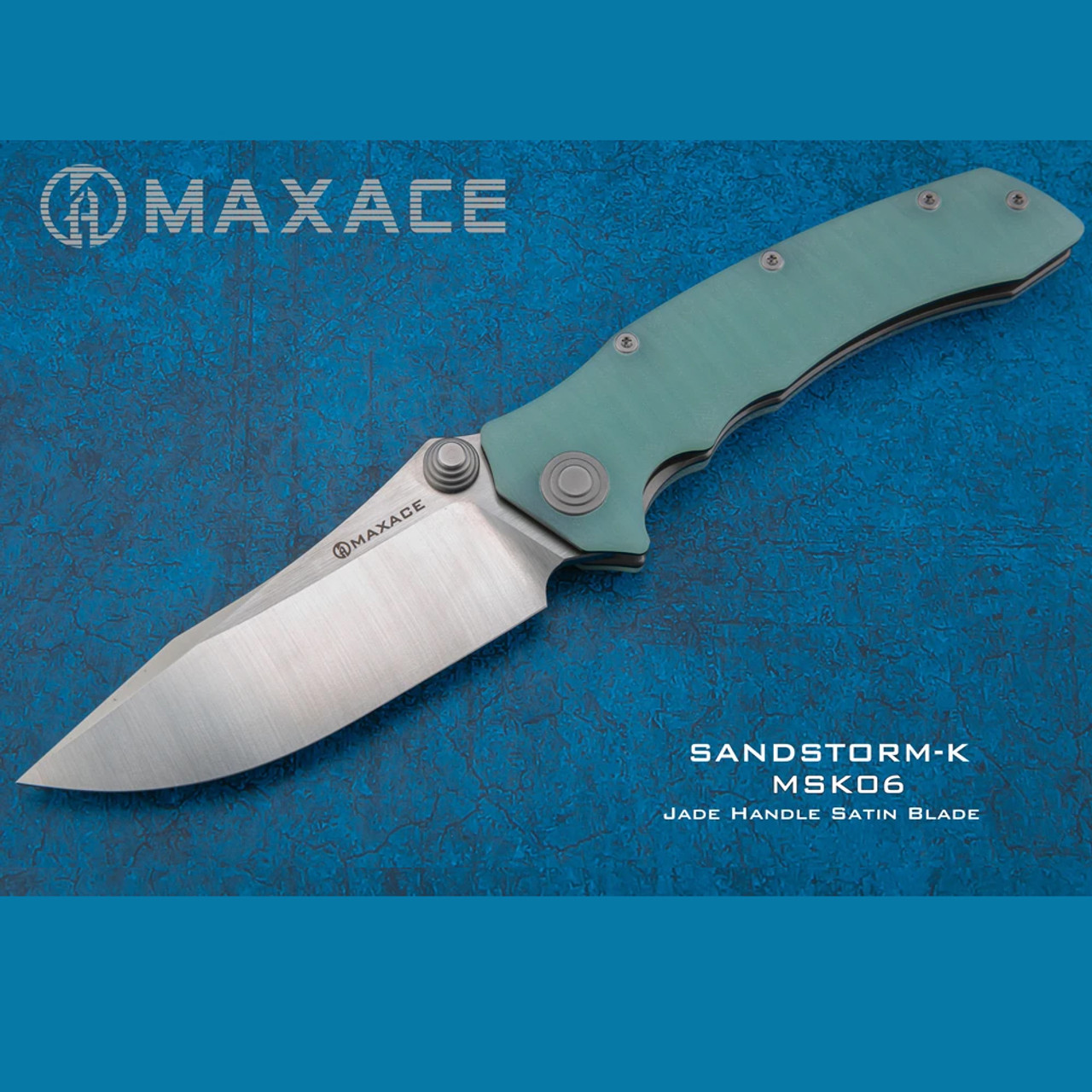 Maxace Sandstorm K  -  Jade G-10 (4.4" Bohler K110 Satin) MSK06 - Knifeworks