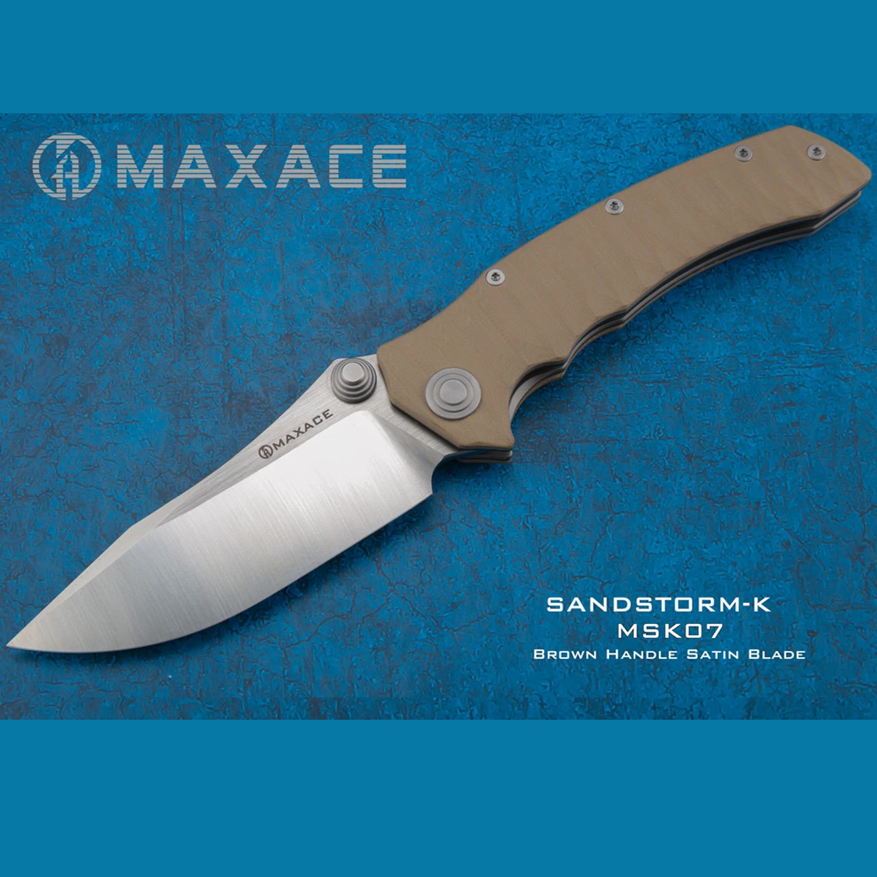 Maxace Sandstorm K - Brown G-10 (4.4" Bohler K110 Satin) MSK07 - Knifeworks