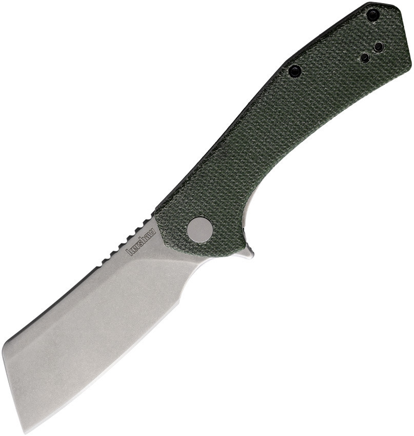 Kershaw Static 3445MCG pocket cleaver profile view showing 2.8 inch BlackWash D2 blade.