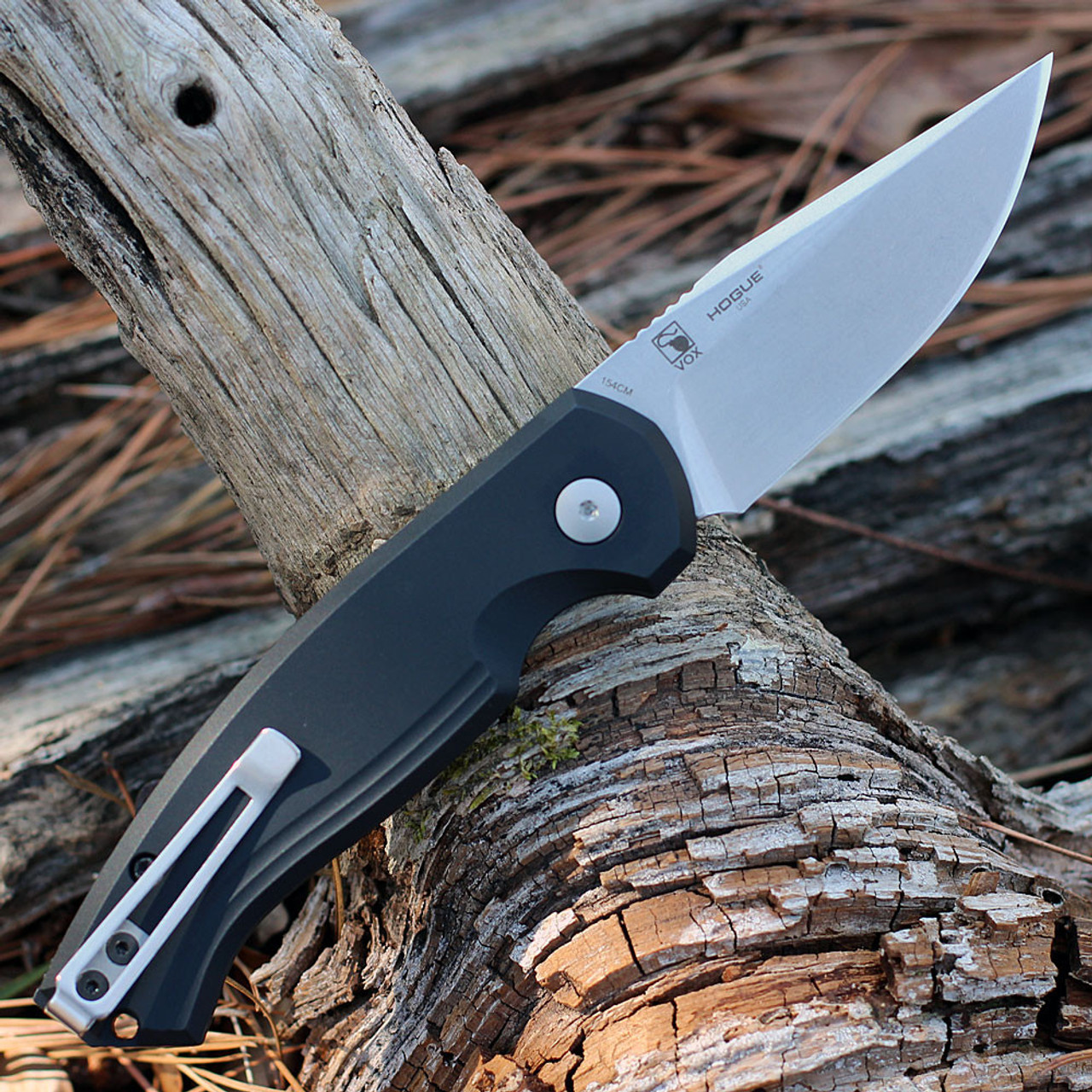 Boker Plus Karakurt Automatic (01BO363) 3.13" 154CM Satin Drop Point Plain Blade, Black Aluminum Handle with Push Button Open