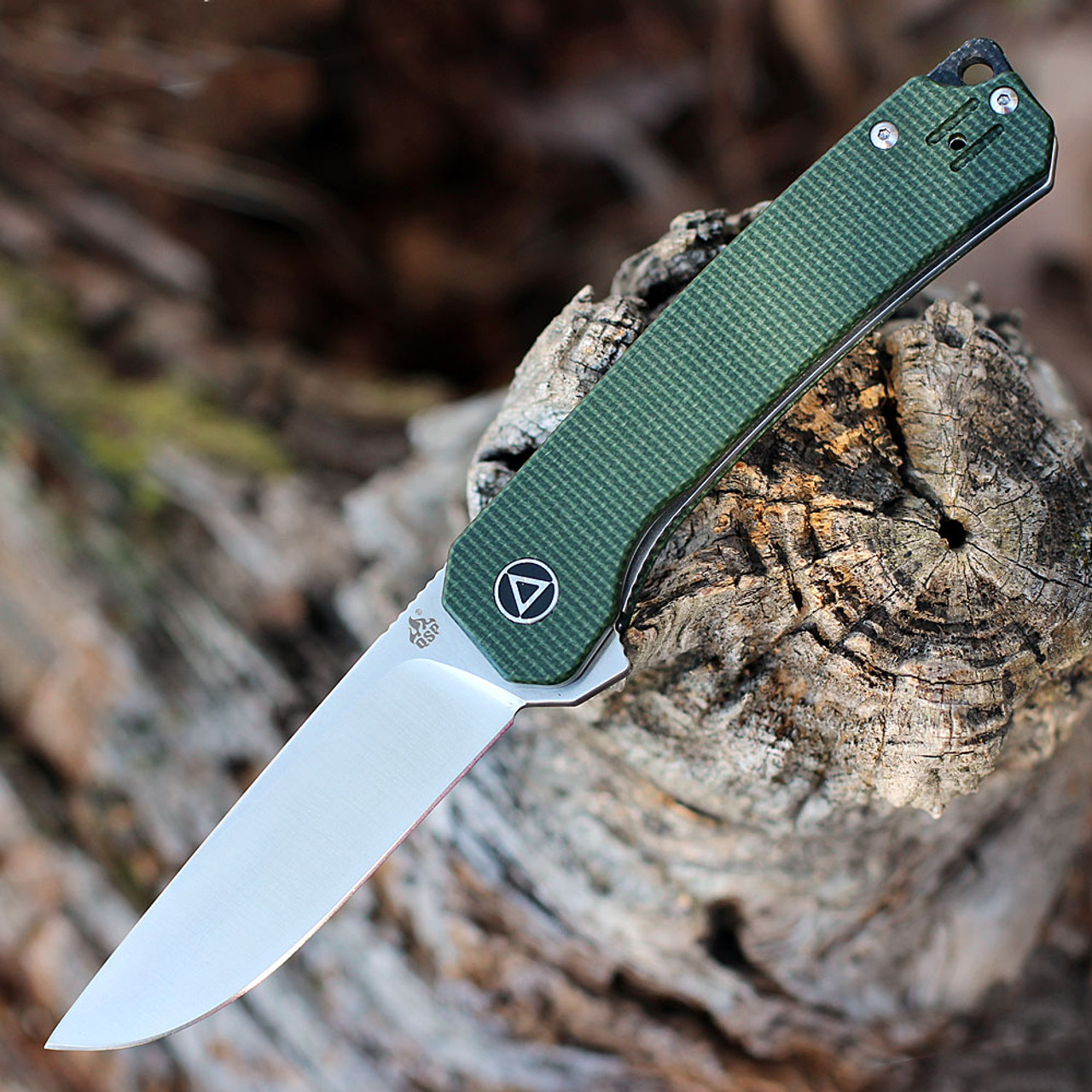 QSP Osprey (QS139C) 4.25" 14C28N Satin Drop Point Plain Blade, Green Micarta Handle