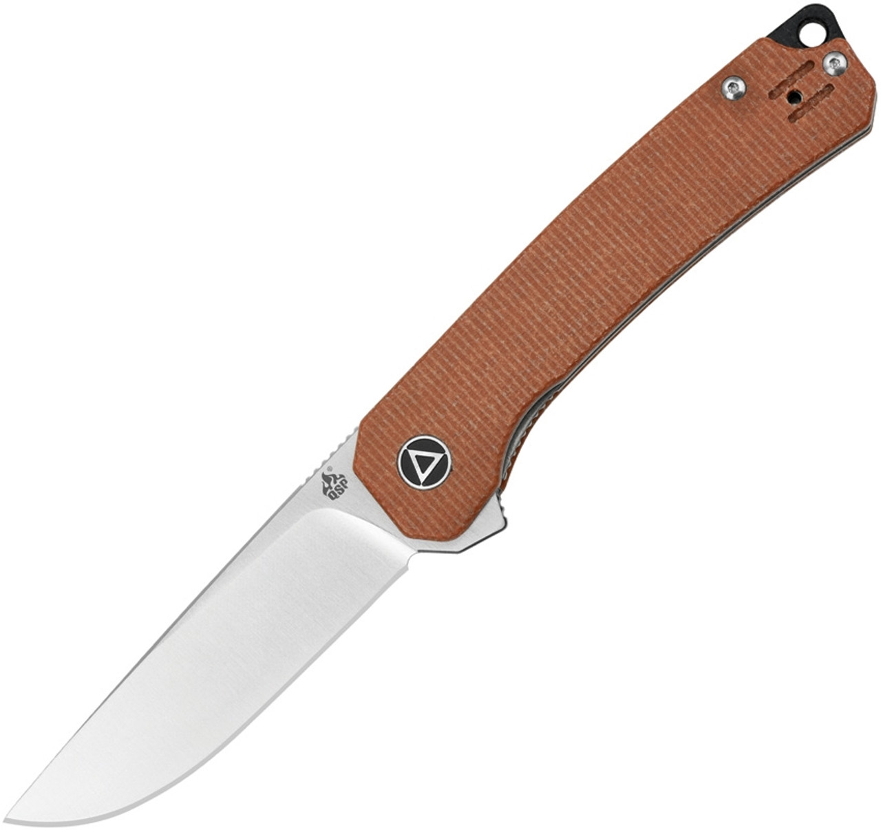 QSP Osprey (QS139A) 3.25" 14C28N Satin Drop Point Plain Blade, Brown Micarta Handle