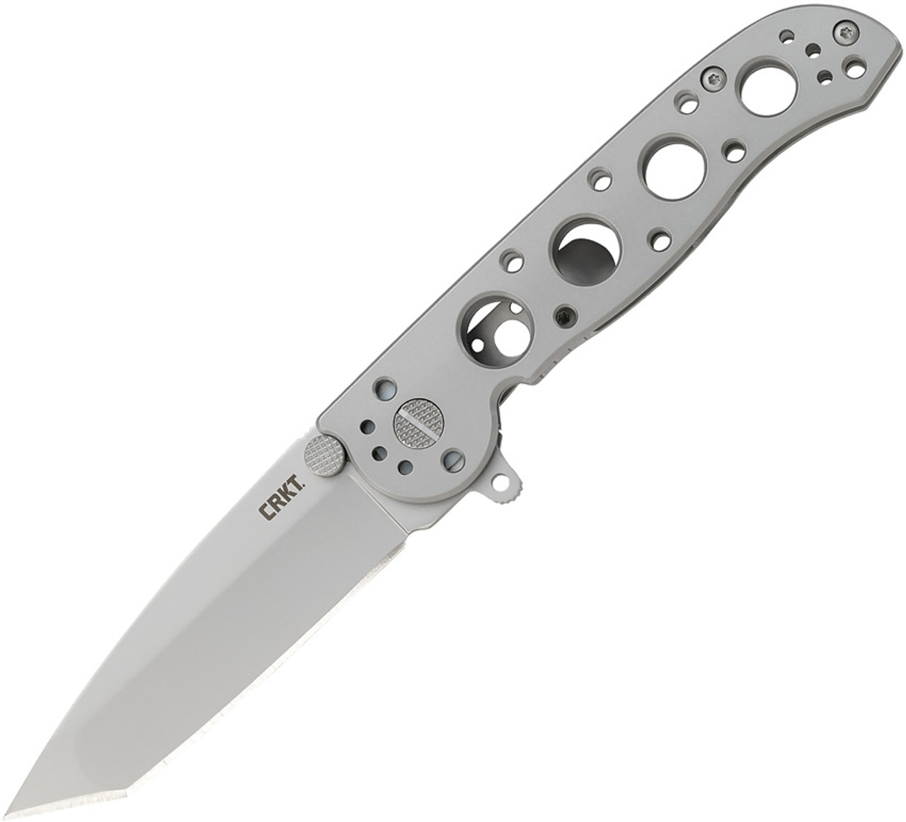 CRKT M16 Carson (CR02SS) 3.54" Sandvik 12C27 Bead Blasted Tanto Plain Blade, Silver Stainless Steel Handle