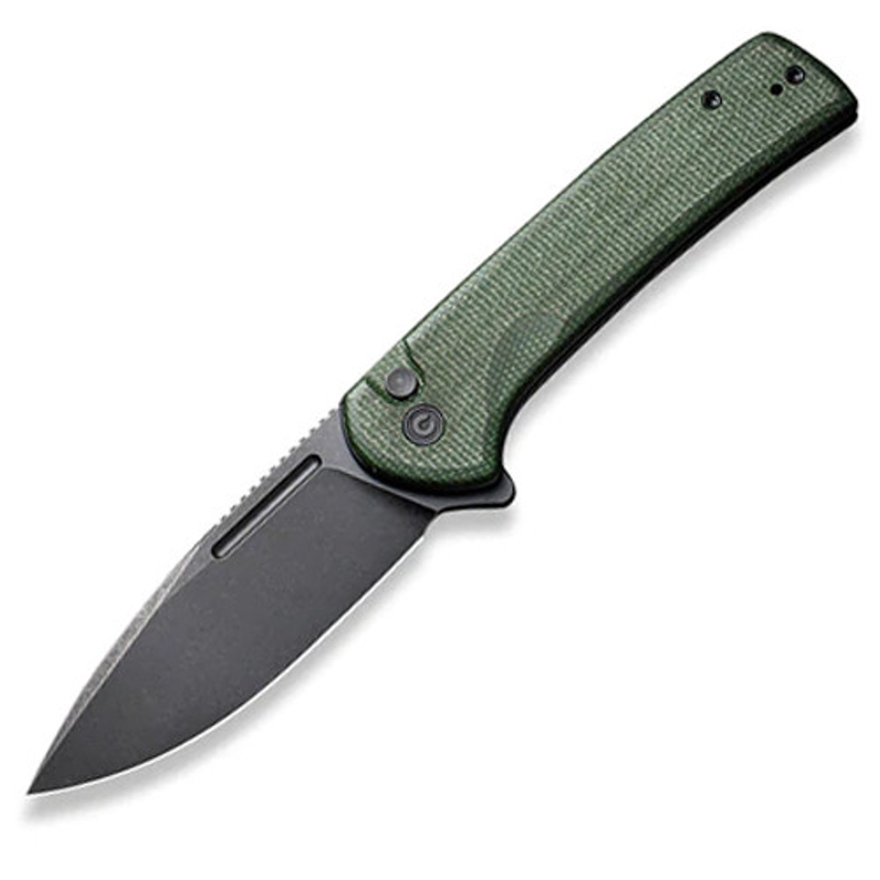 CIVIVI Conspirator Folding Knife (C21006-2)-3.48" Blackwash Nitro-V Drop Point Blade, Green Micarta Handle